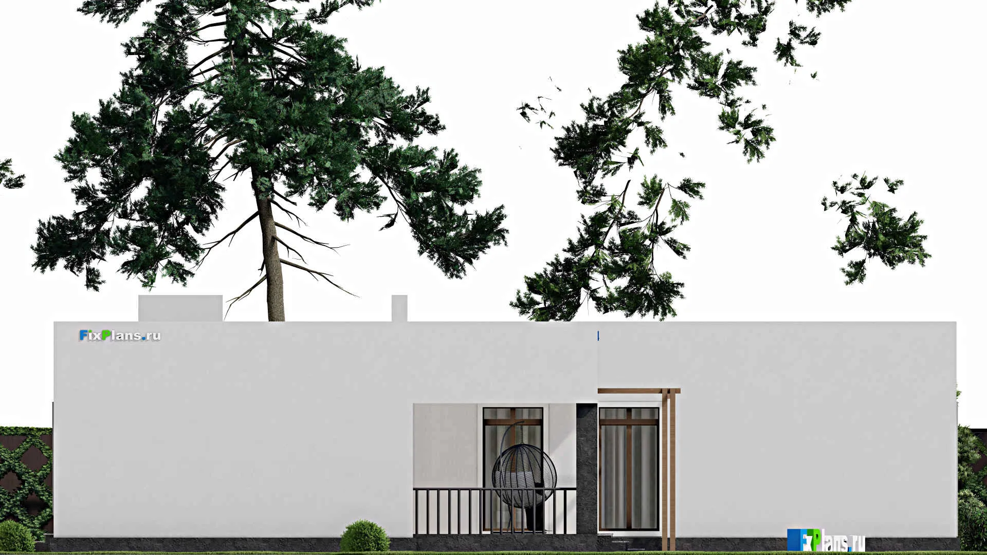 F-12392 - Проект одноэтажного дома 16 на 18, площадью 180 м² с террасой и 3 спальнями