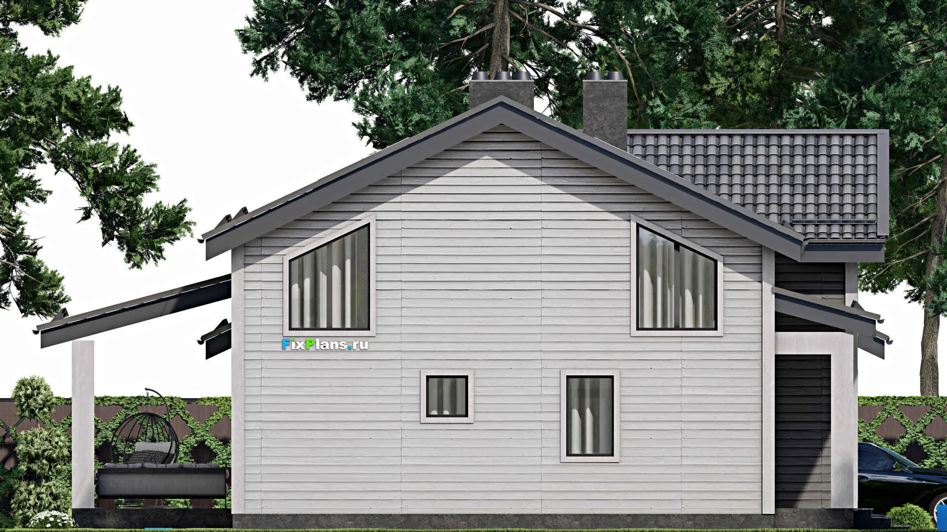 F-7460 - Проект дома с мансардой 12 на 13, площадью 190 м² с 5 спальнями