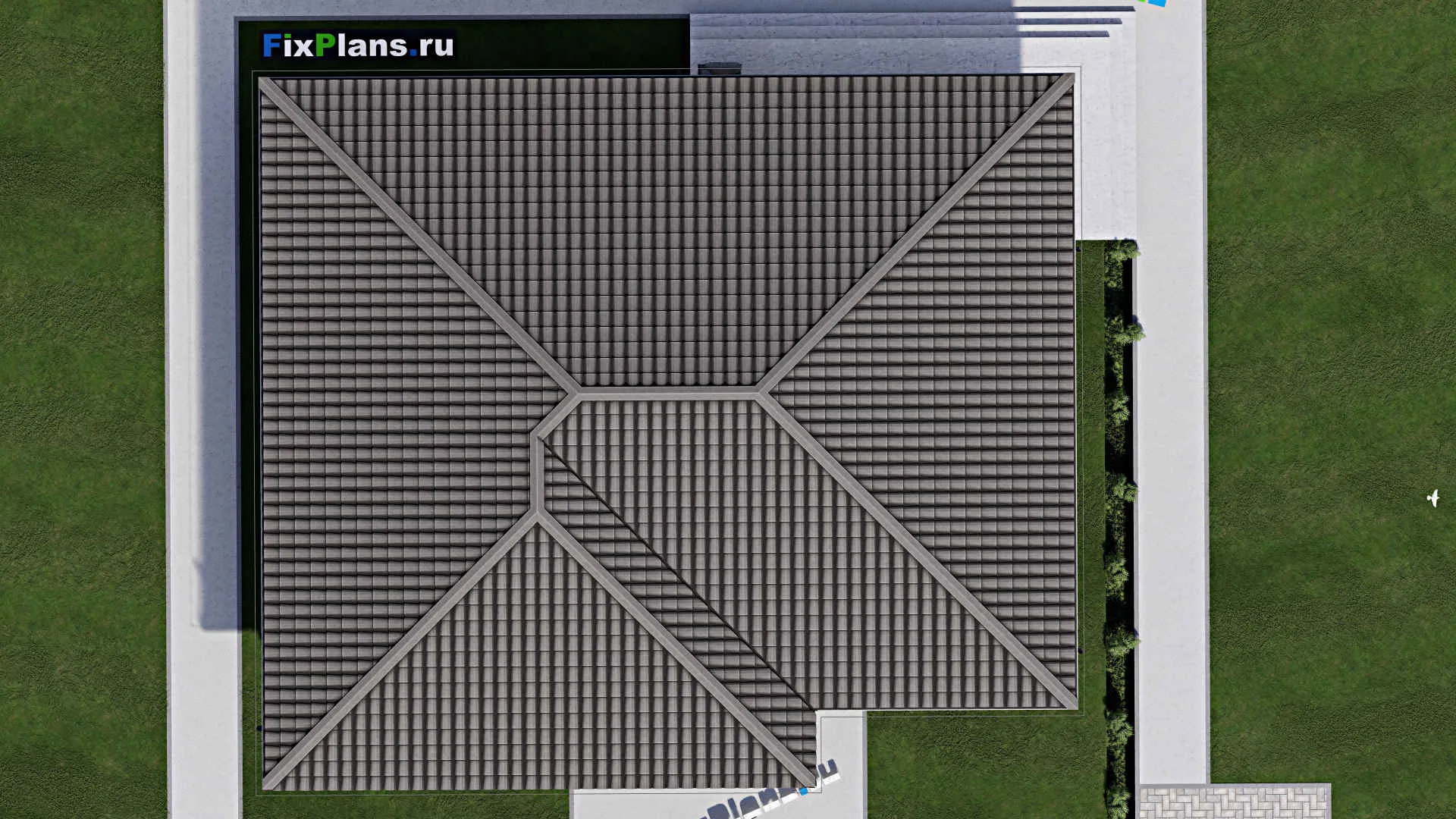 F-0485 - Проект одноэтажного дома 14 на 16, площадью 170 м² с террасой и 3 спальнями