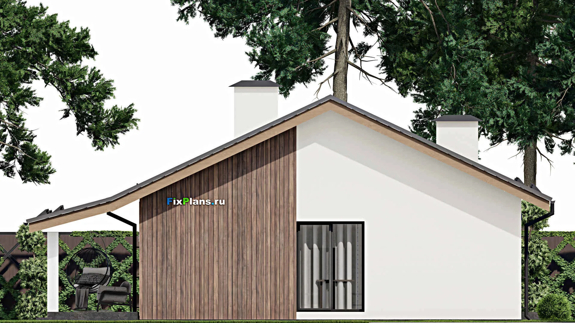 F-5957 - План одноэтажного дома 11 на 16, площадью 160 м² с террасой и 3 спальнями