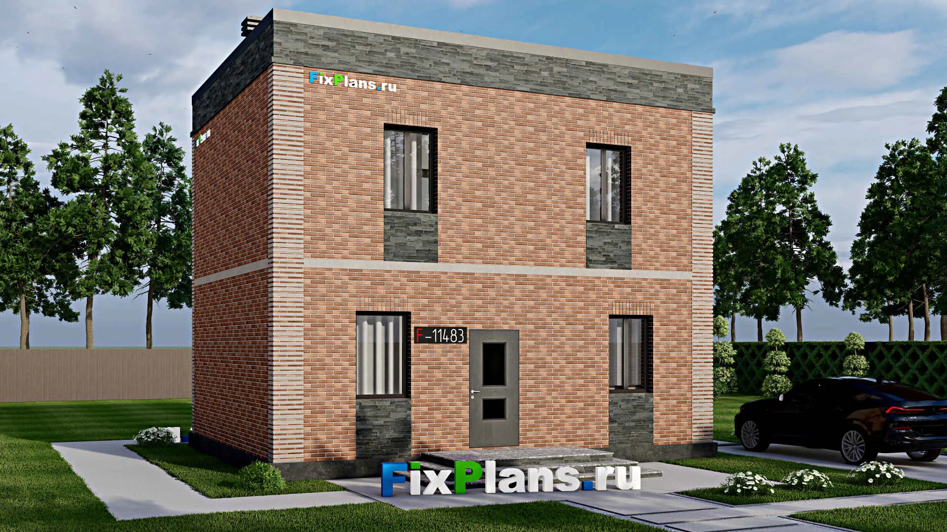 F-11483 - Проект двухэтажного дома 9 на 9, площадью 100 м² с 3 спальнями