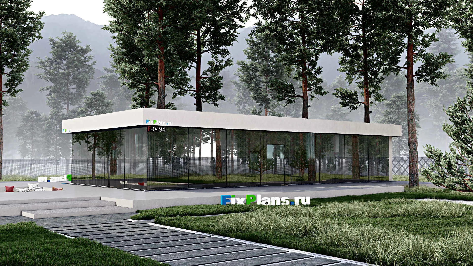 F-0494 - Проект одноэтажного дома 11 на 21, площадью 190 м² с 2 спальнями