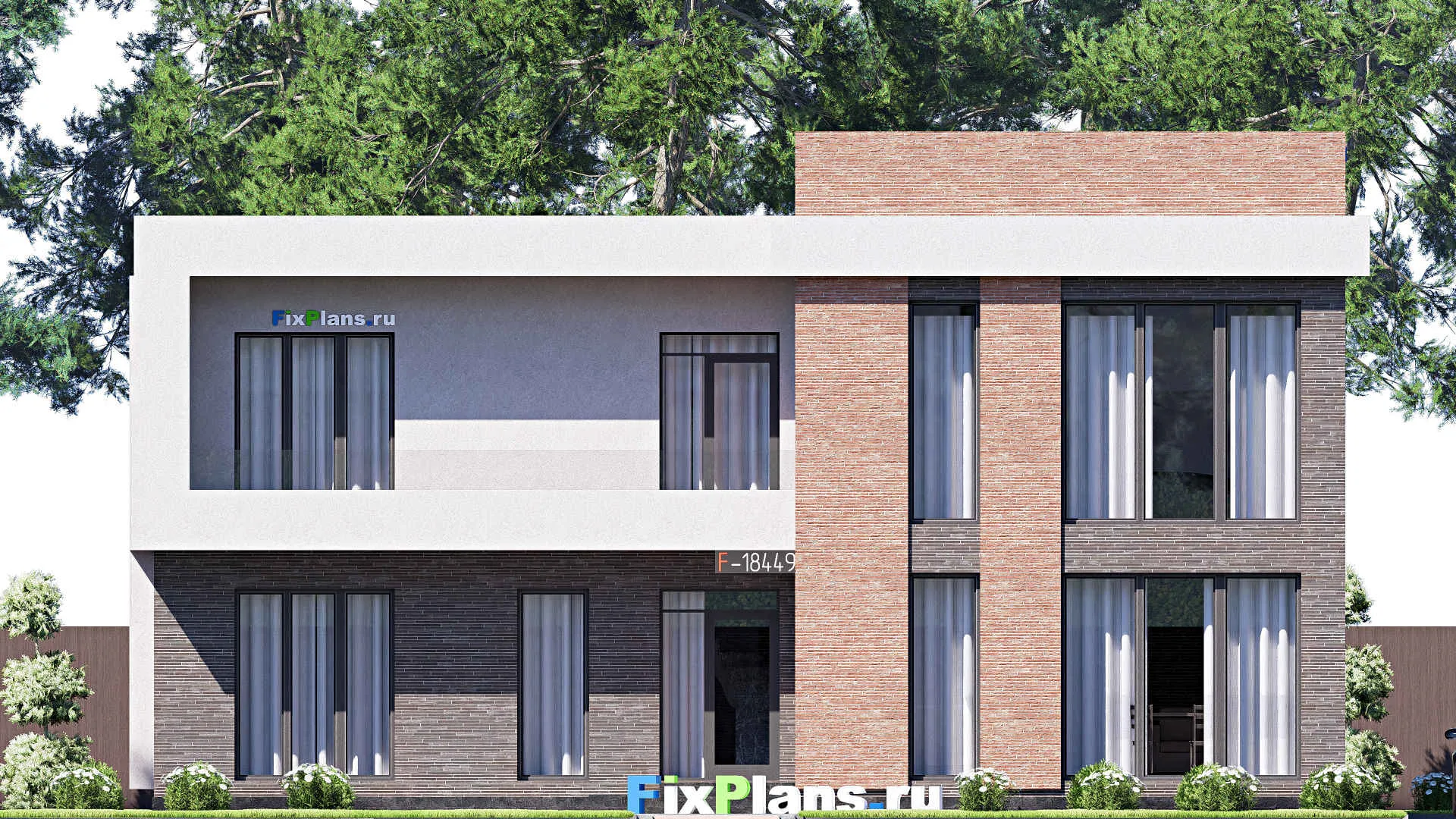 F-18449 - Проект двухэтажного дома 7 на 15, площадью 130 м² с балконом и 4 спальнями
