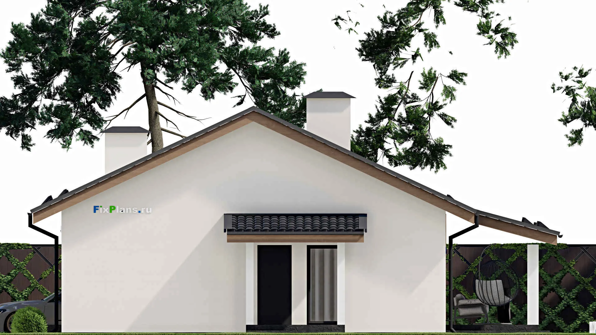 F-5957 - План одноэтажного дома 11 на 16, площадью 160 м² с террасой и 3 спальнями