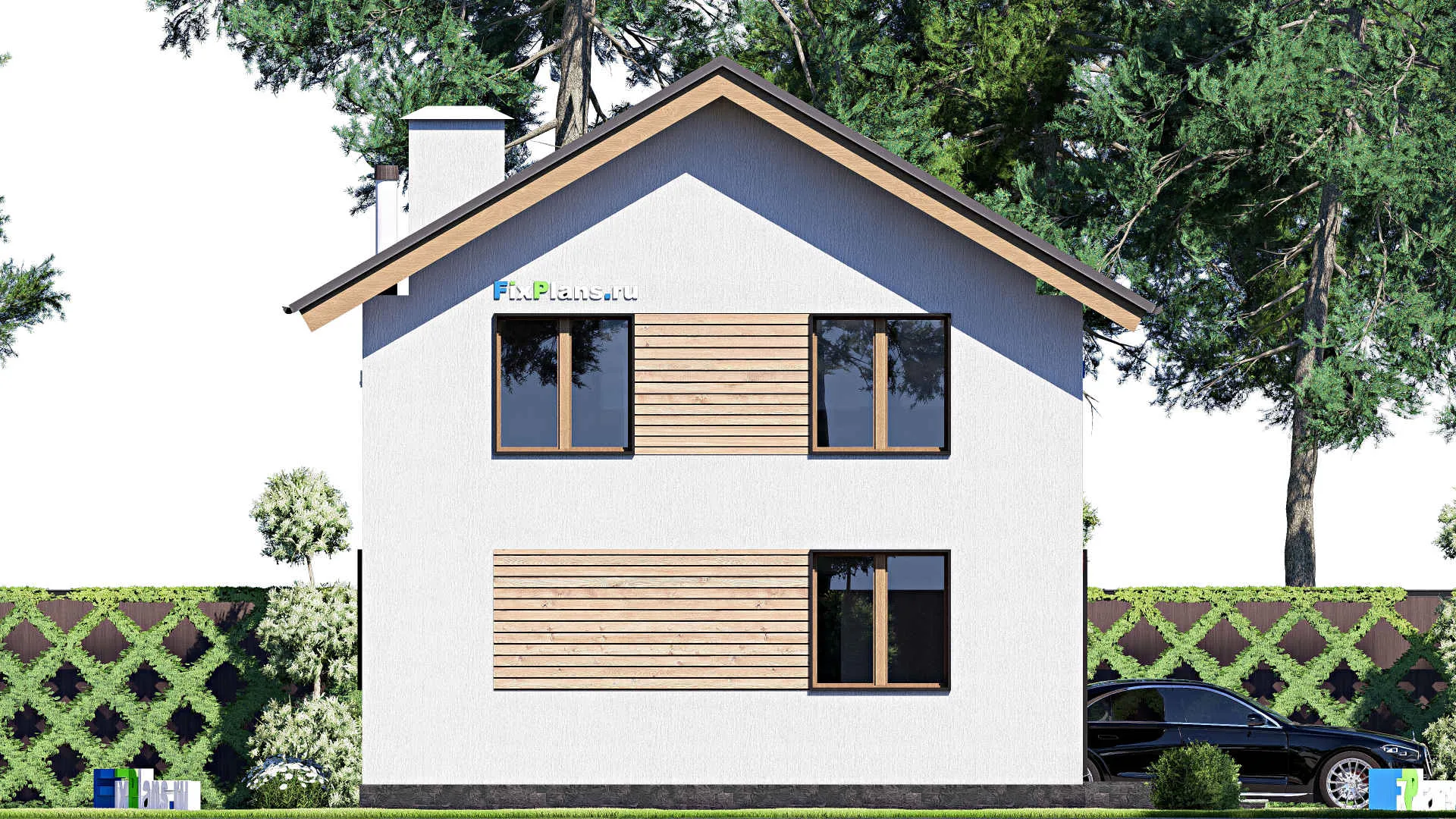 F-19961 - Планы дома с мансардой 10 на 12, площадью 140 м² с 4 спальнями