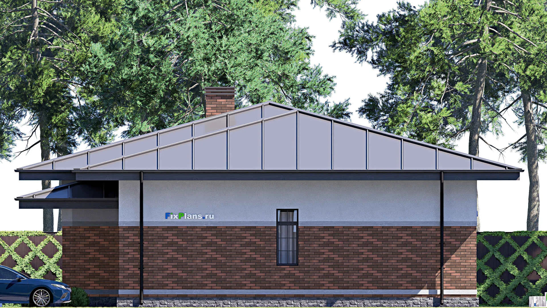 F-18278 - Проект одноэтажного дома 14 на 22, площадью 240 м² с террасой и 3 спальнями