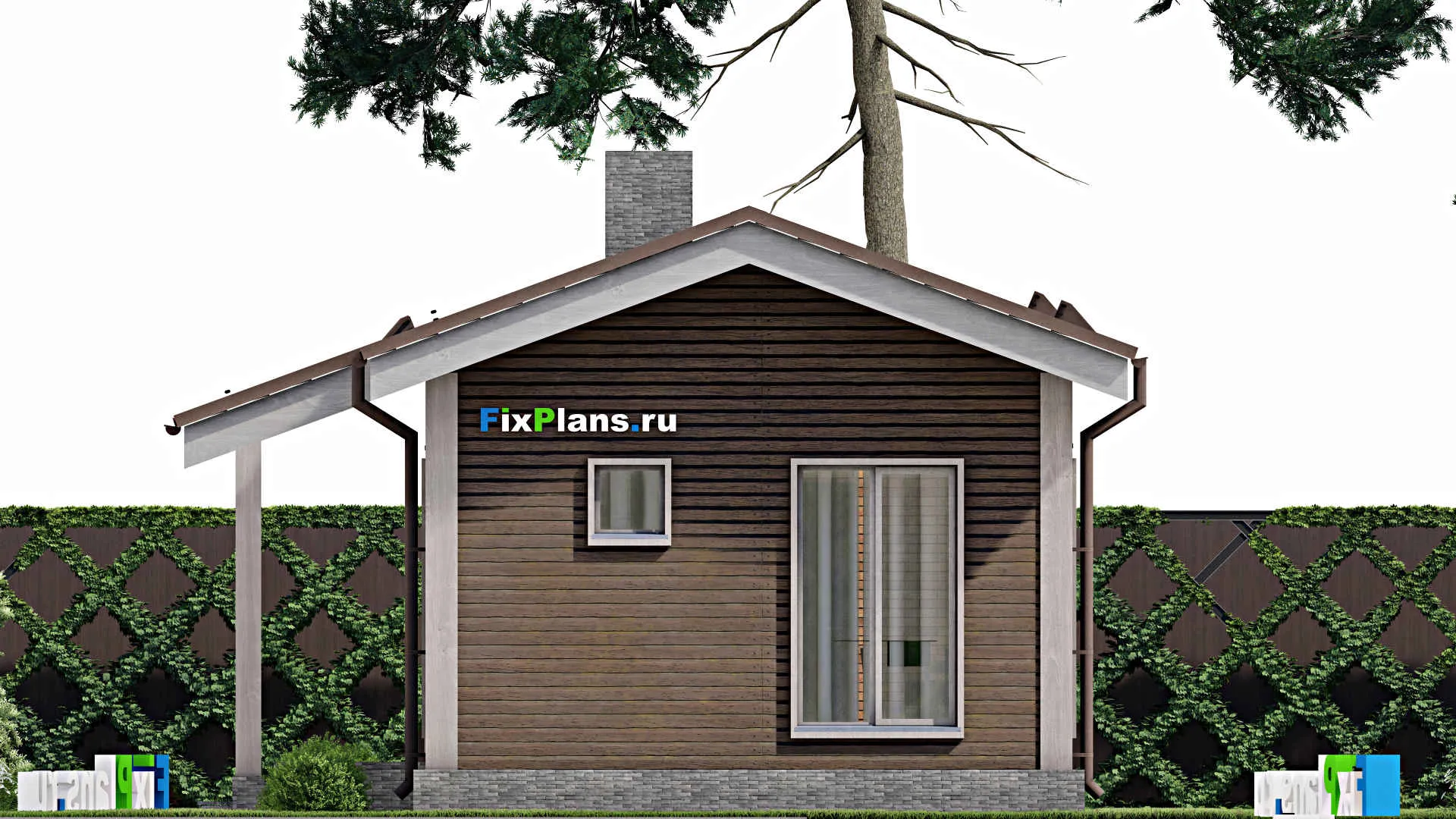 F-7712 - Проект одноэтажного дома 5 на 10, площадью 40 м² с 2 спальнями