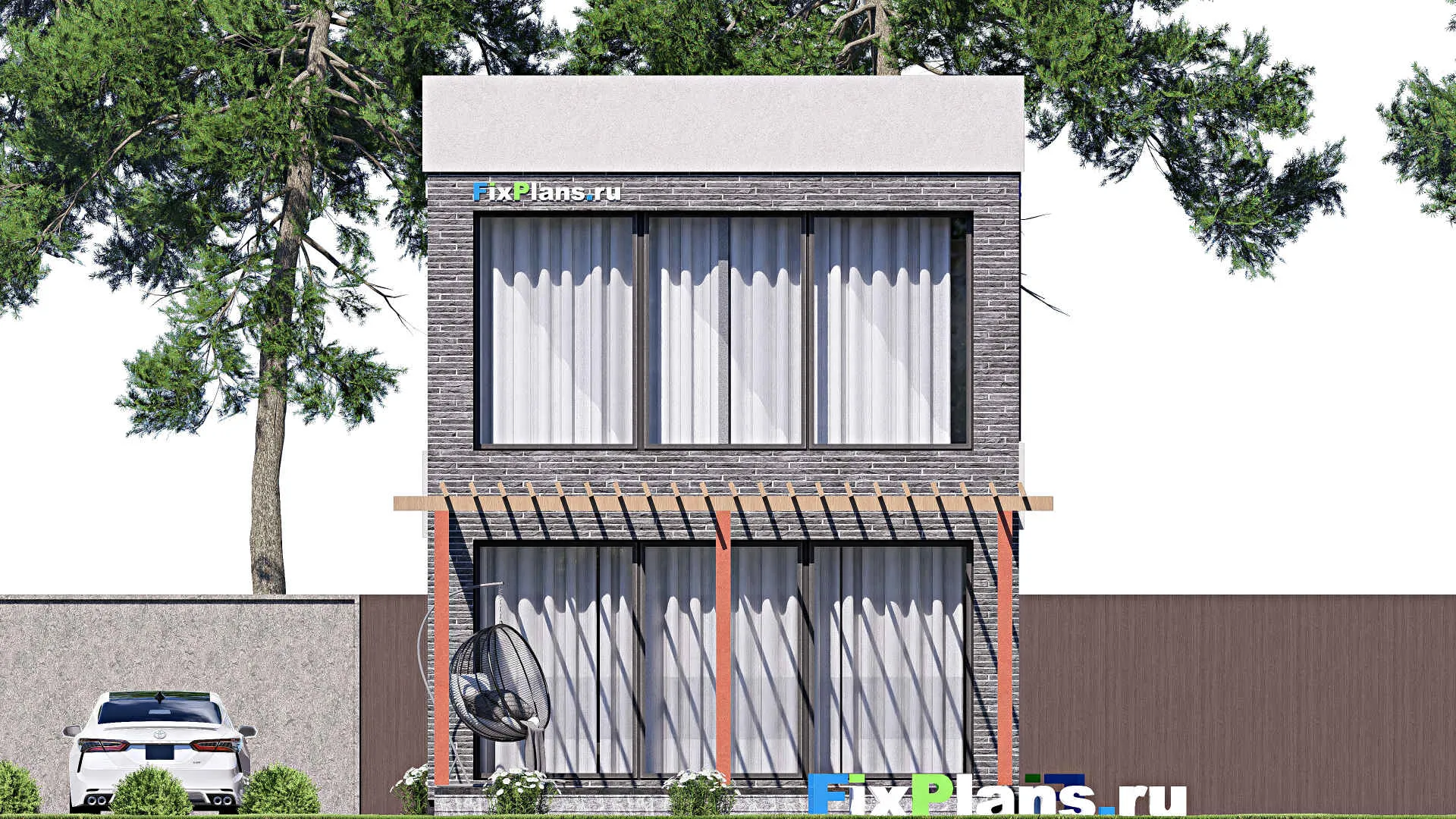 F-18683 - Планы двухэтажного дома 7 на 24, площадью 180 м² с террасой, балконом и 3 спальнями