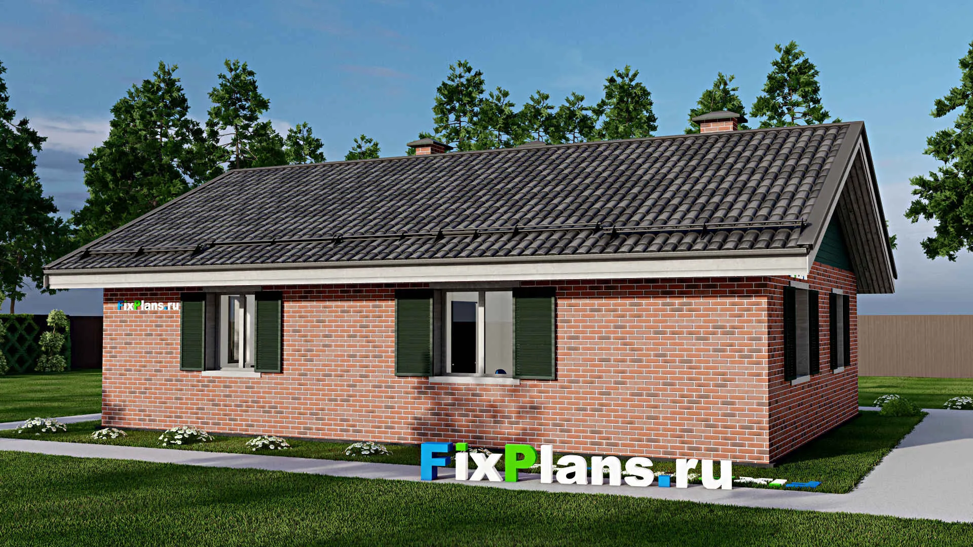 F-10529 - План одноэтажного дома 10 на 13, площадью 90 м² с 1 спальнями