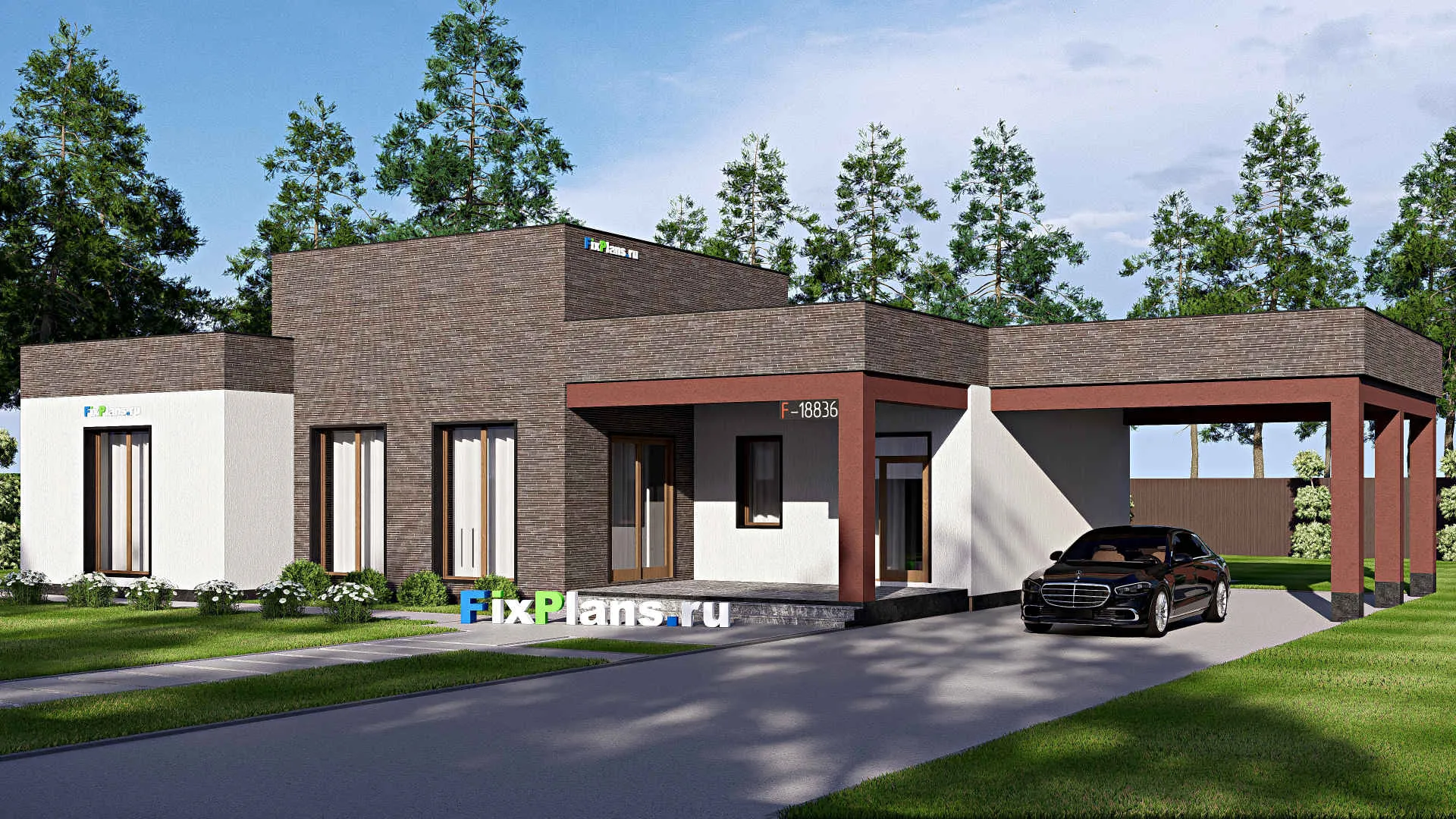 F-18836 - Проект одноэтажного дома 14 на 24, площадью 230 м² с 3 спальнями