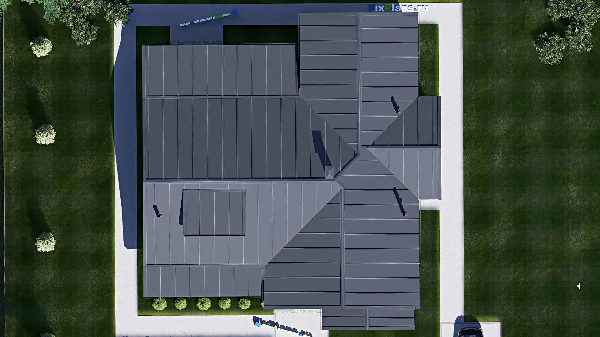 F-20204 - План одноэтажного дома 19 на 20, площадью 260 м² с террасой и 2 спальнями