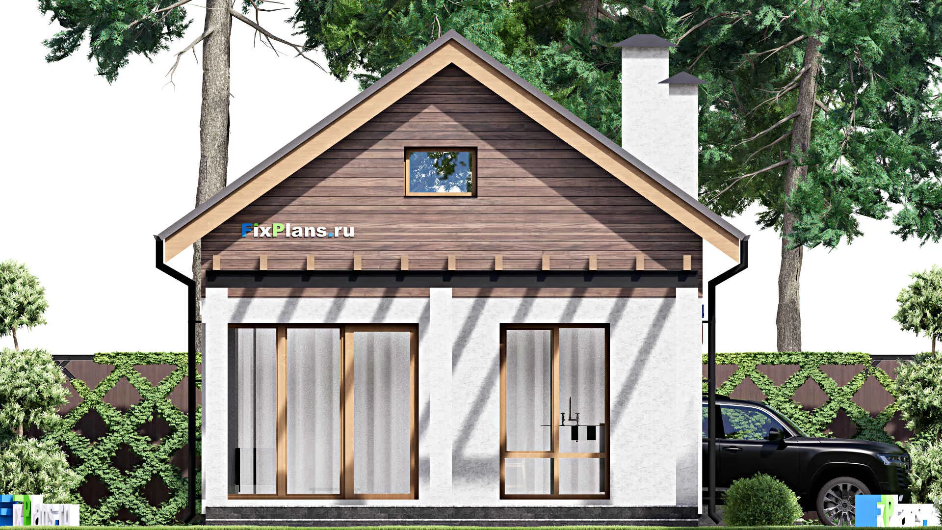 F-16010 - План одноэтажного дома 8 на 13, площадью 70 м² с террасой и 3 спальнями