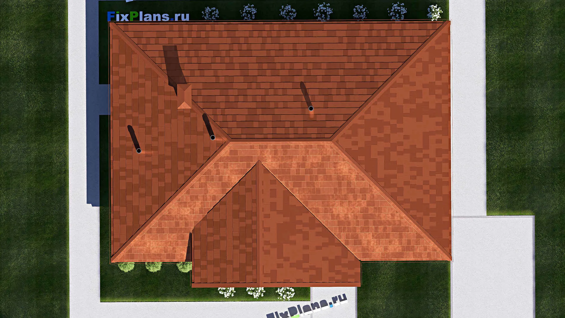 F-15173 - План одноэтажного дома 12 на 16, площадью 130 м² с 3 спальнями