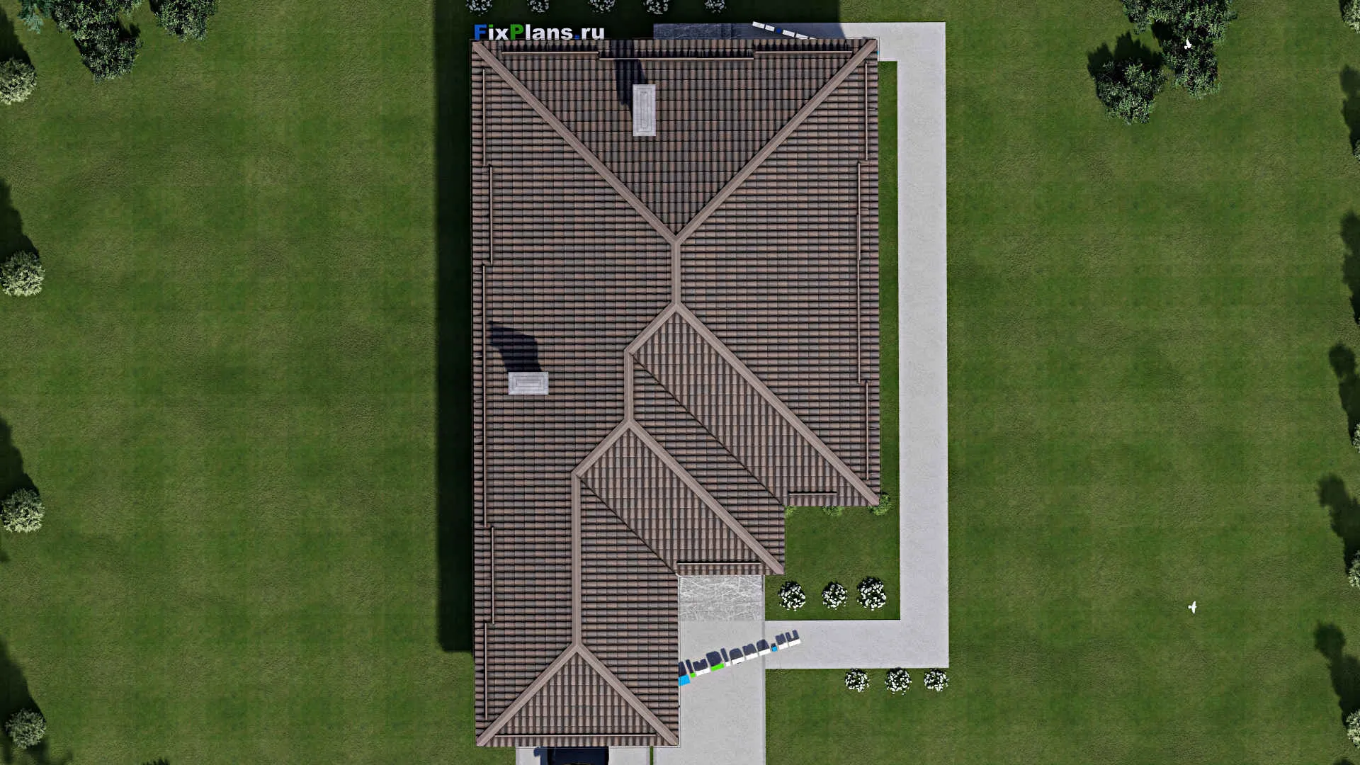 F-8216 - Проект одноэтажного дома 12 на 21, площадью 150 м² с гаражом на 1 машину и 3 спальнями