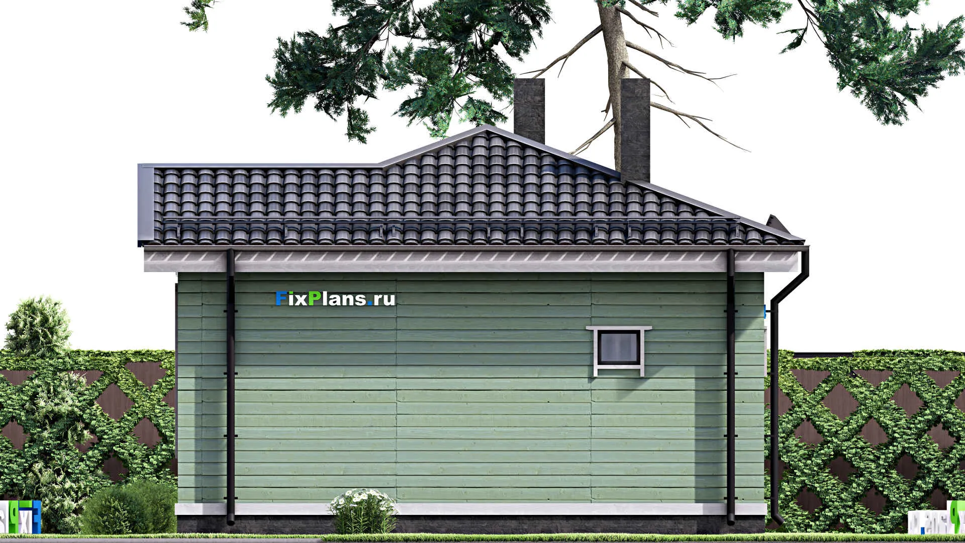 F-15659 - Проект бани 8 на 11, площадью 60 м² с комнатой отдыха, терассой и санузлом