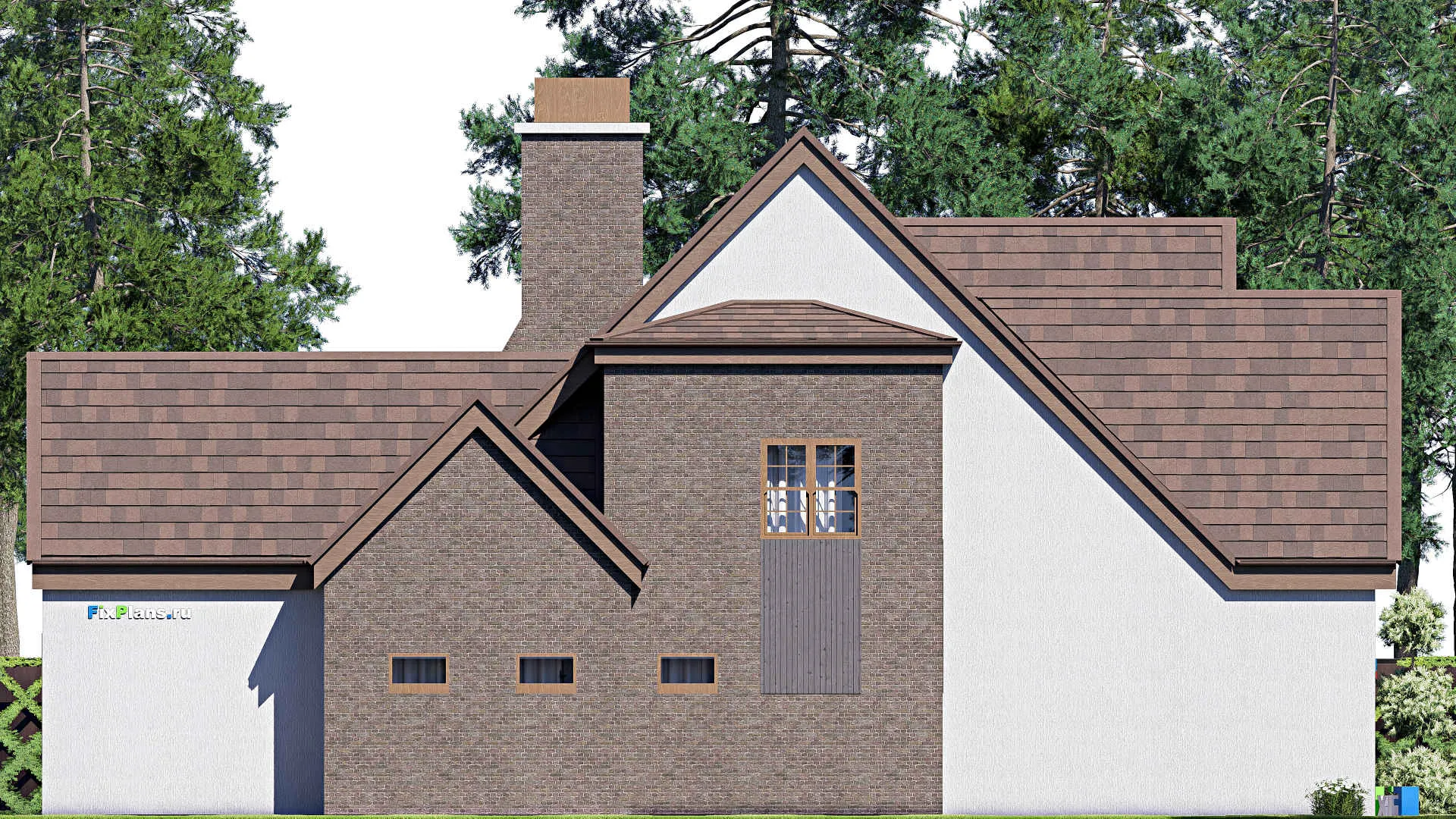 F-20195 - План одноэтажного дома 17 на 20, площадью 300 м² с террасой, гаражом на 2 машины и 4 спальнями