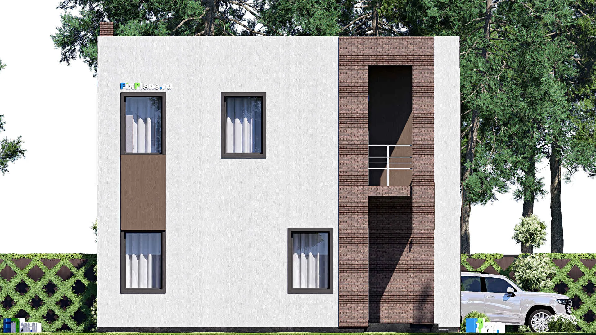 F-20357 - Планы двухэтажного дома 11 на 12, площадью 180 м² с балконом и 3 спальнями