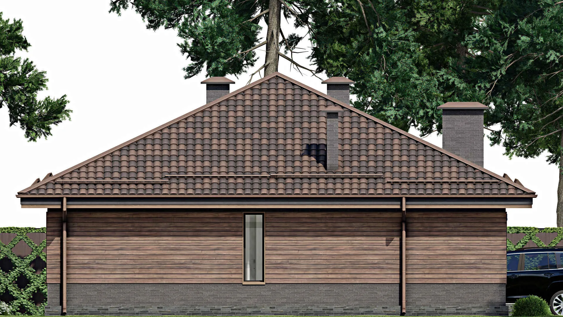 F-9908 - Проект одноэтажного дома 13 на 13, площадью 130 м² с 3 спальнями