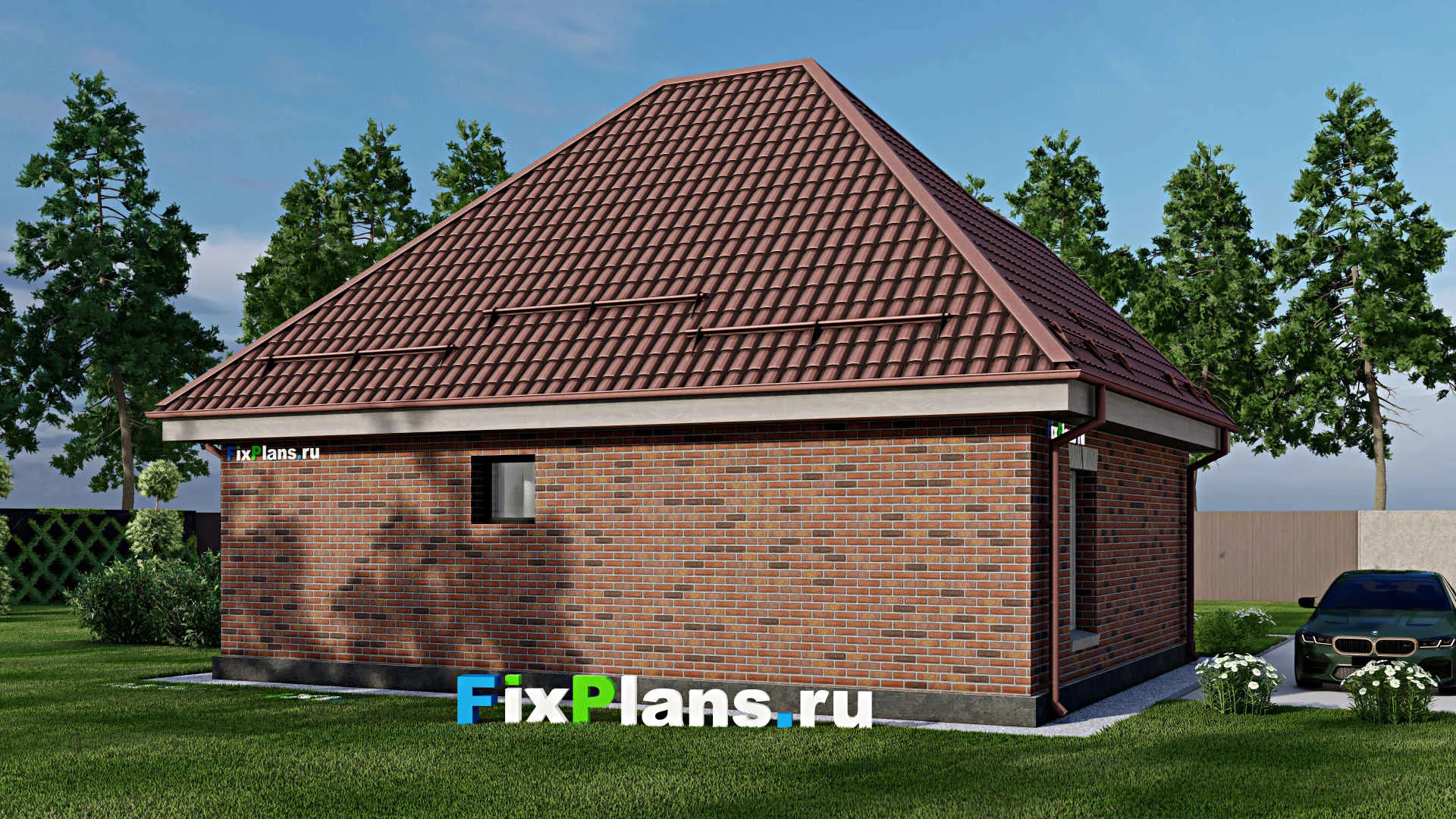 F-2348 - Проект одноэтажного дома 9 на 11, площадью 80 м² с 3 спальнями