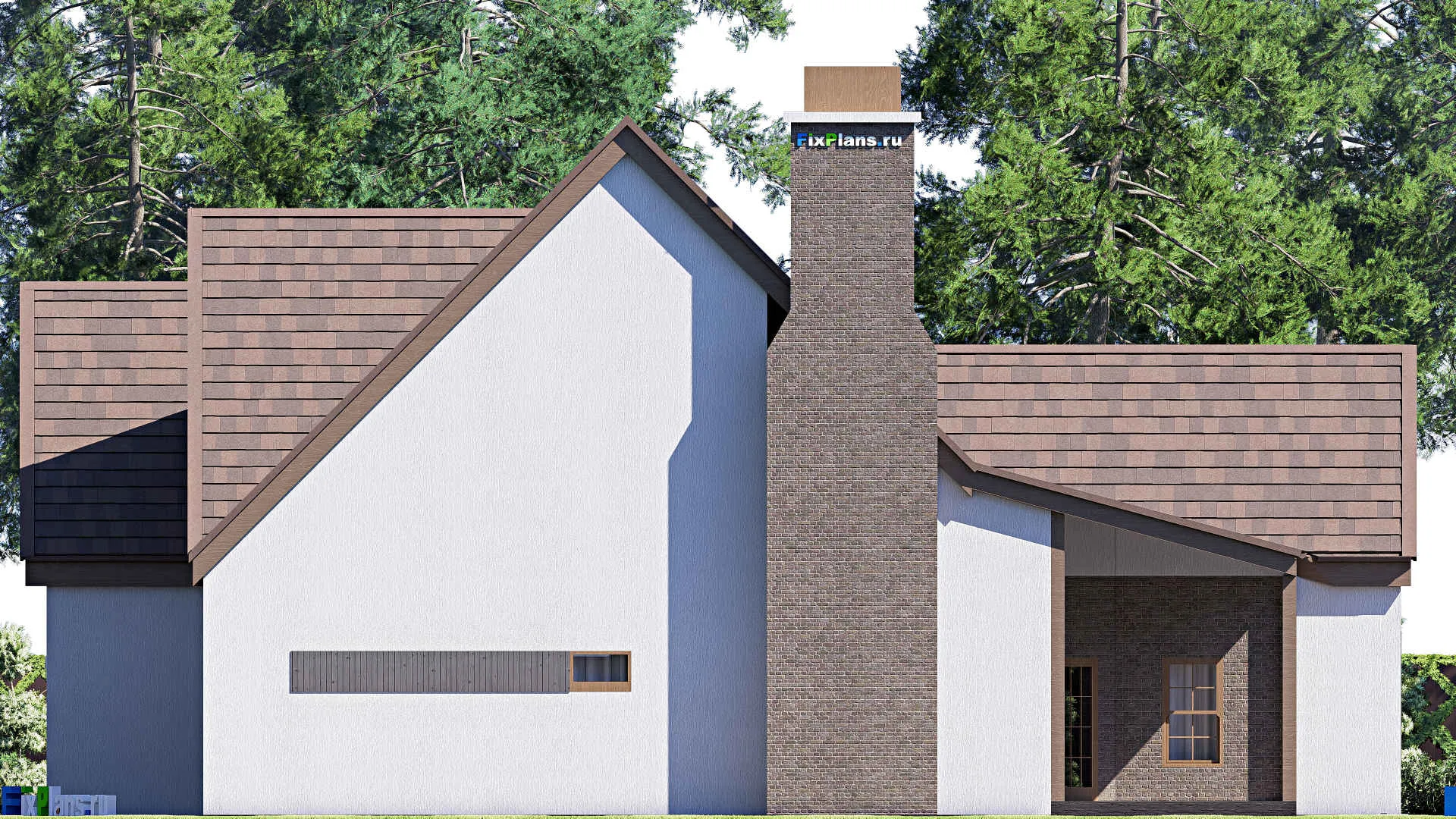 F-20195 - План одноэтажного дома 17 на 20, площадью 300 м² с террасой, гаражом на 2 машины и 4 спальнями