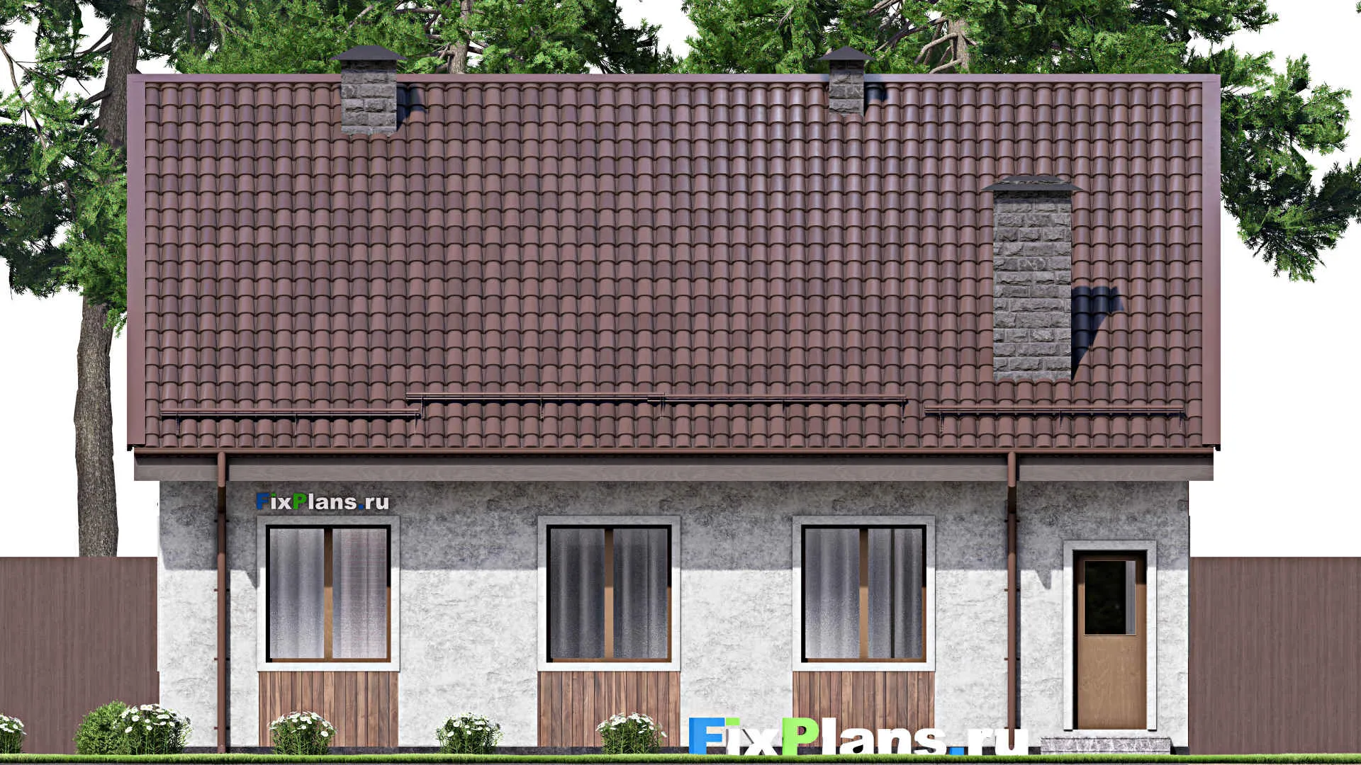 F-14156 - Проект дома с мансардой 12 на 12, площадью 150 м² с гаражом на 1 машину и 5 спальнями