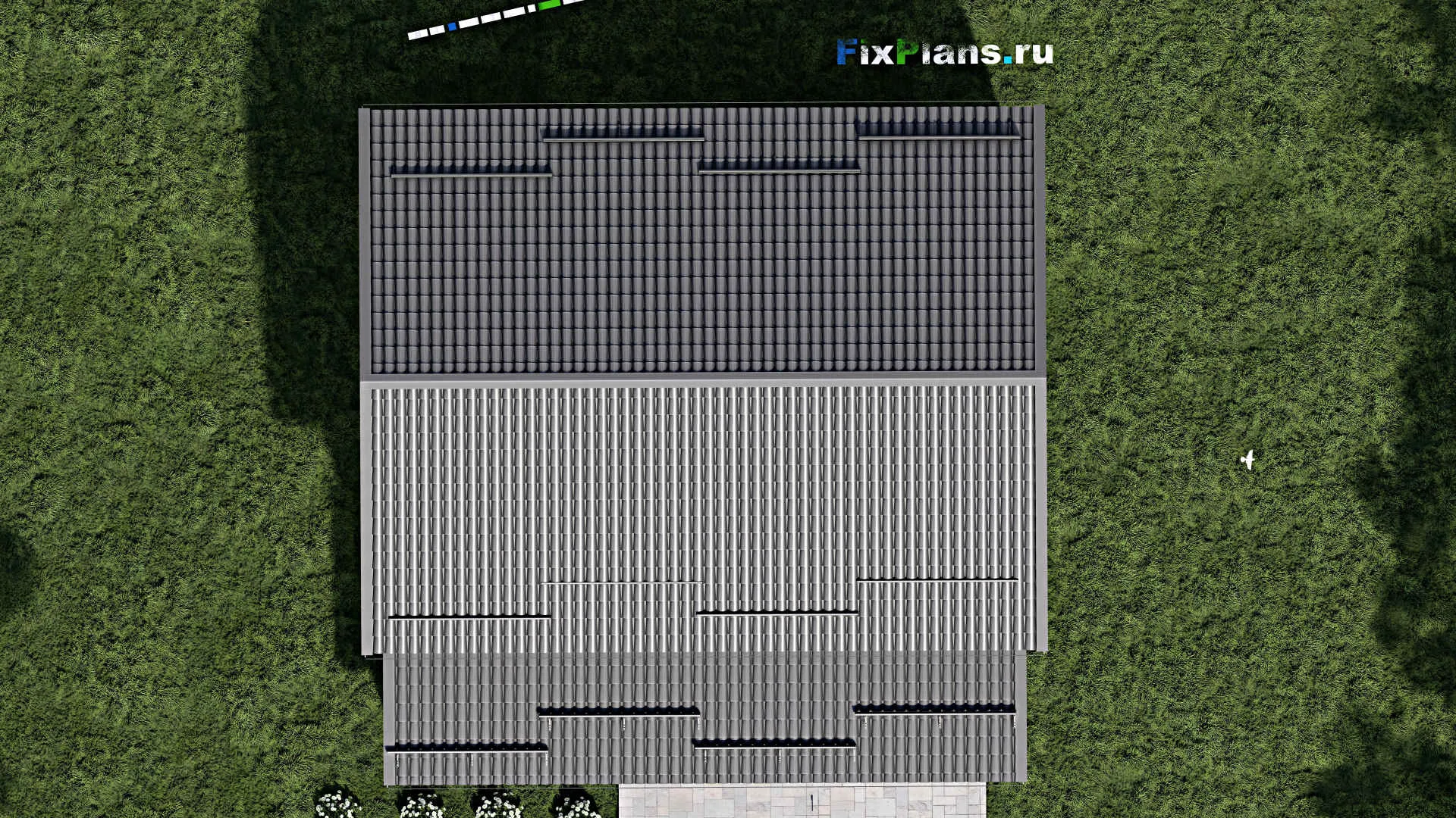 F-2087 - Планы двухэтажного дома 10 на 12, площадью 240 м² с террасой, баней, гаражом на 1 машину и 4 спальнями
