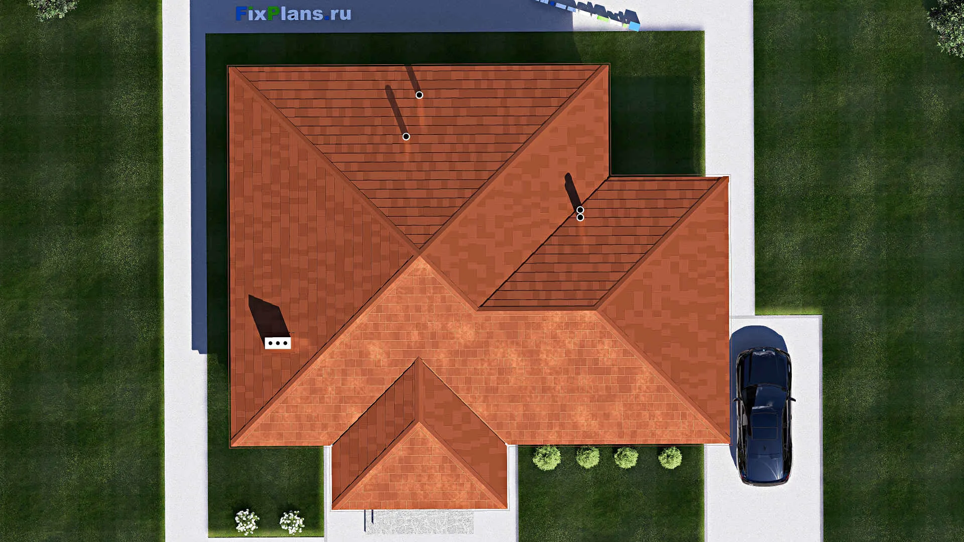 F-18314 - Проект одноэтажного дома 16 на 17, площадью 160 м² с террасой и 2 спальнями