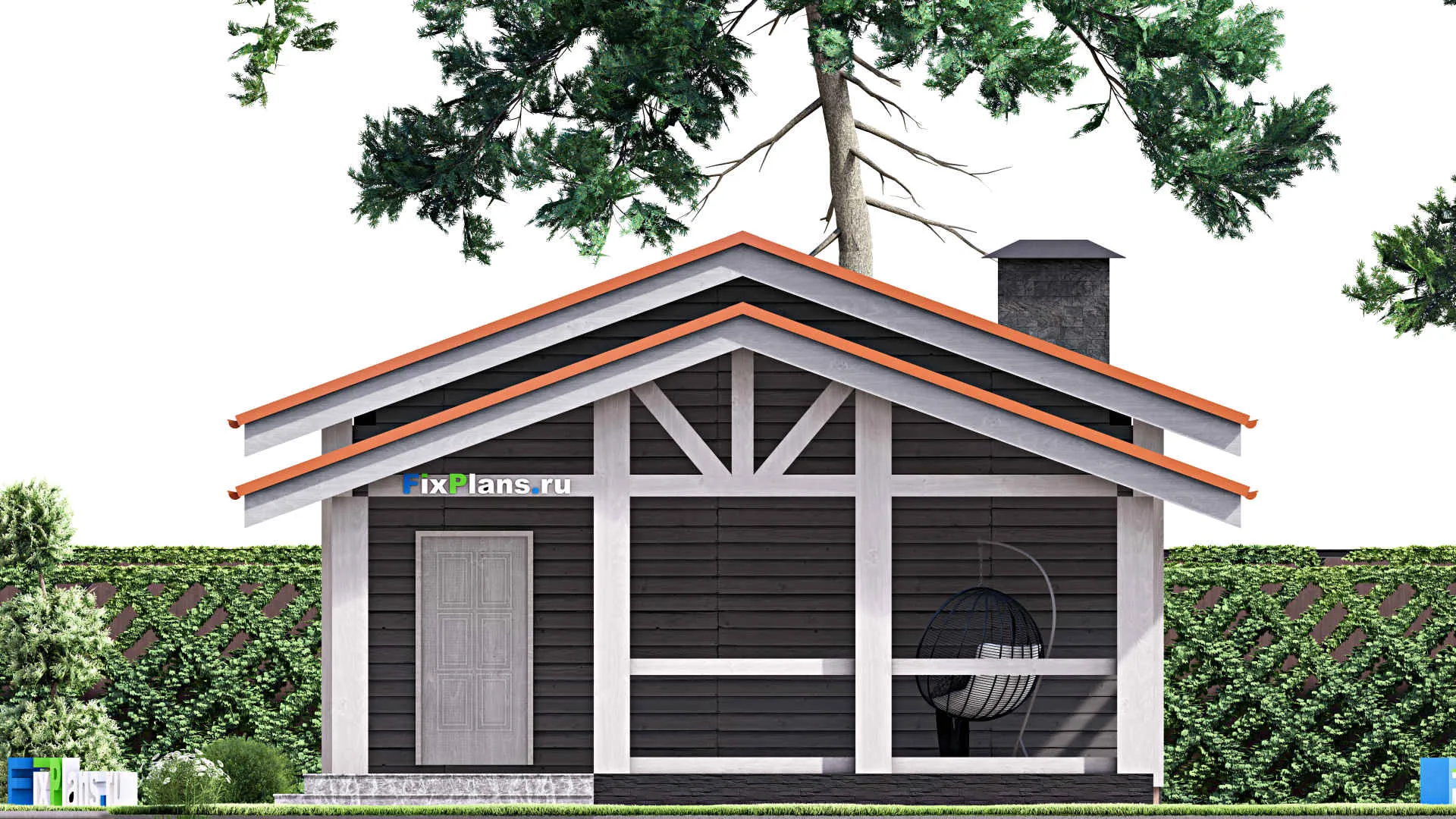 F-14876 - Проект бани 8 на 12, площадью 70 м² с терассой и санузлом