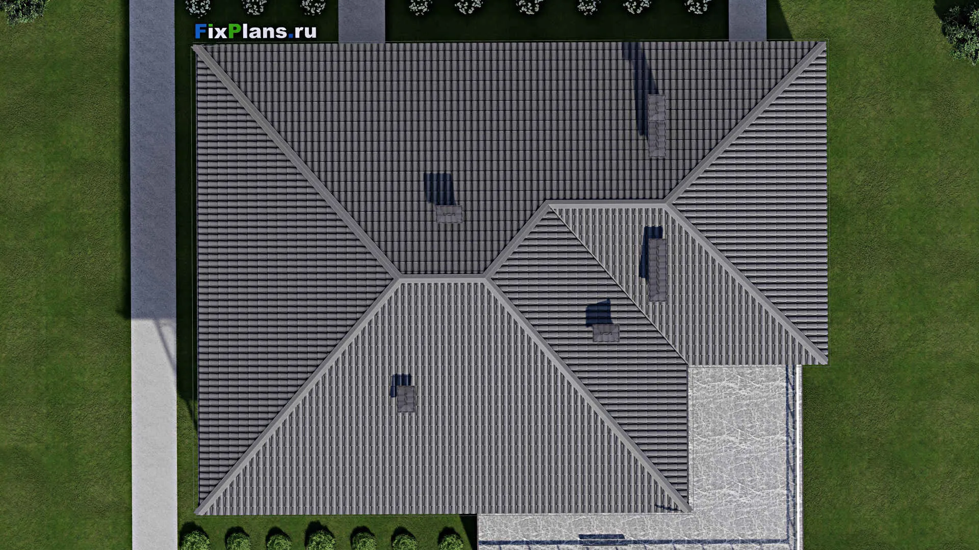 F-5210 - Планы двухэтажного дома 15 на 20, площадью 460 м² с балконом, гаражом на 1 машину, спортзалом и 1 спальнями