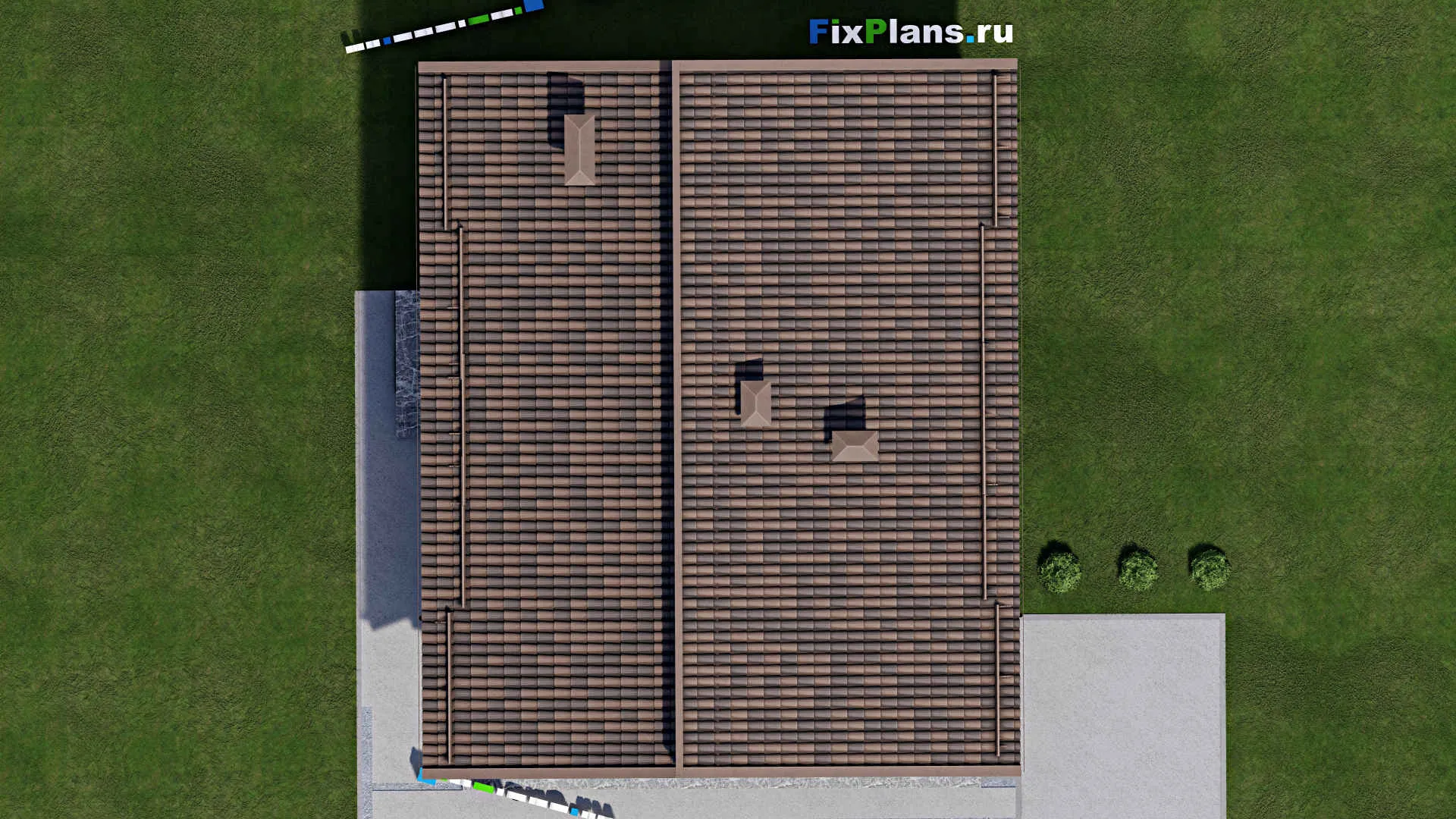 F-9809 - План одноэтажного дома 12 на 13, площадью 110 м² с террасой, баней и 2 спальнями