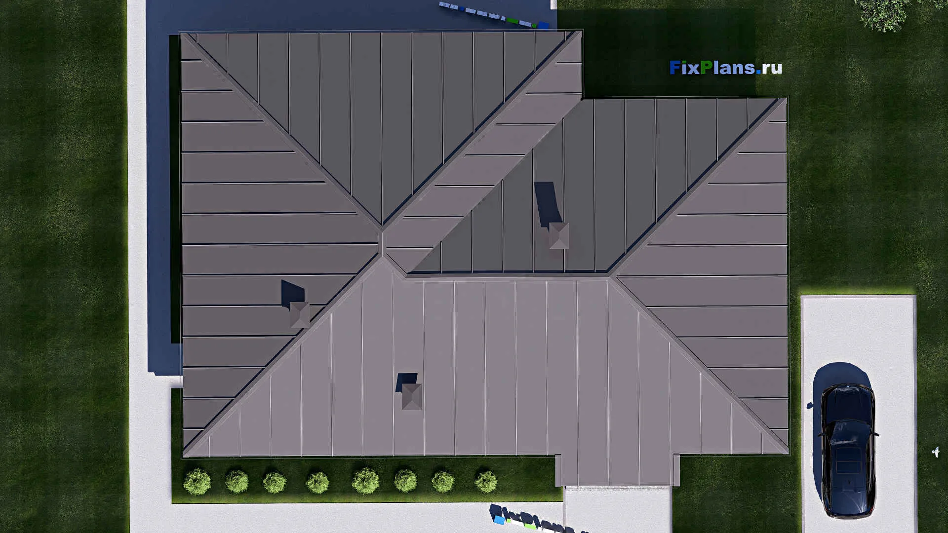 F-17441 - Проект одноэтажного дома 15 на 21, площадью 220 м² с террасой и 3 спальнями