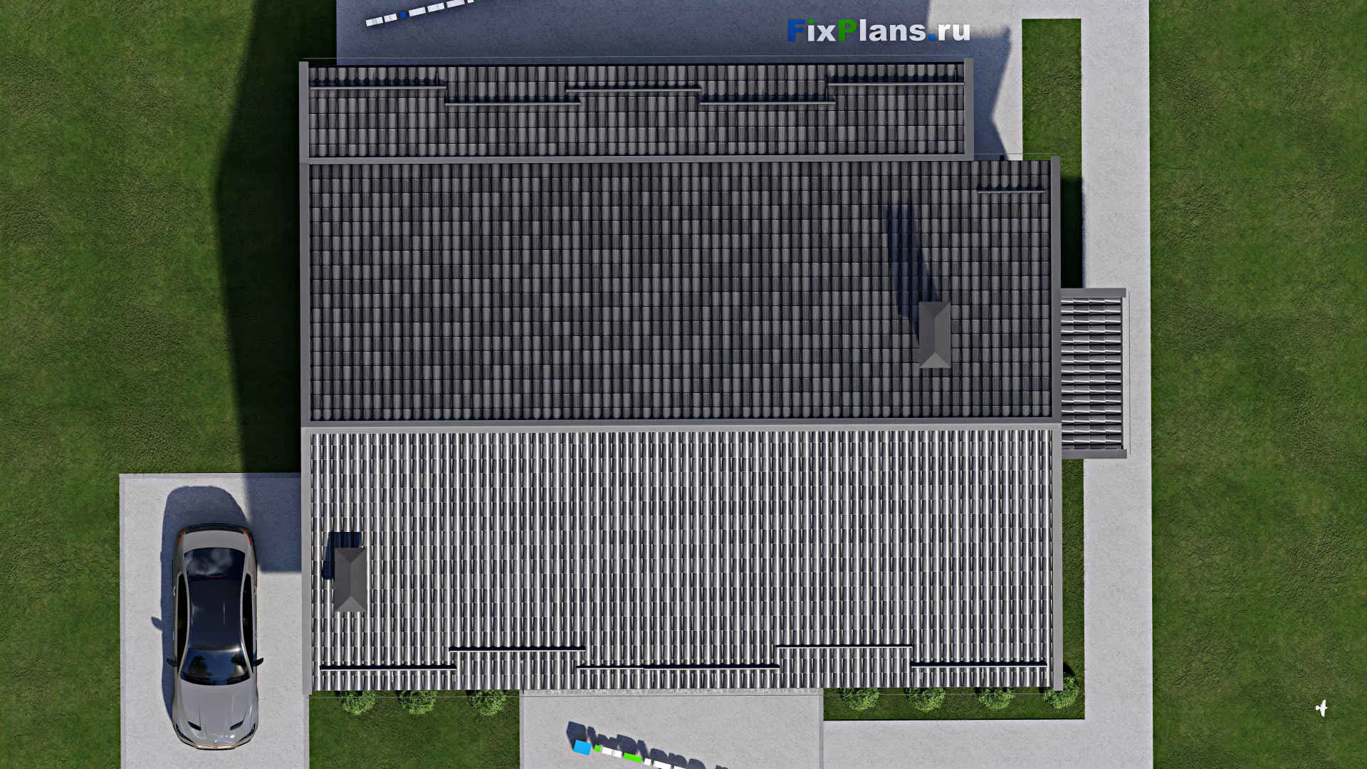 F-5957 - План одноэтажного дома 11 на 16, площадью 160 м² с террасой и 3 спальнями