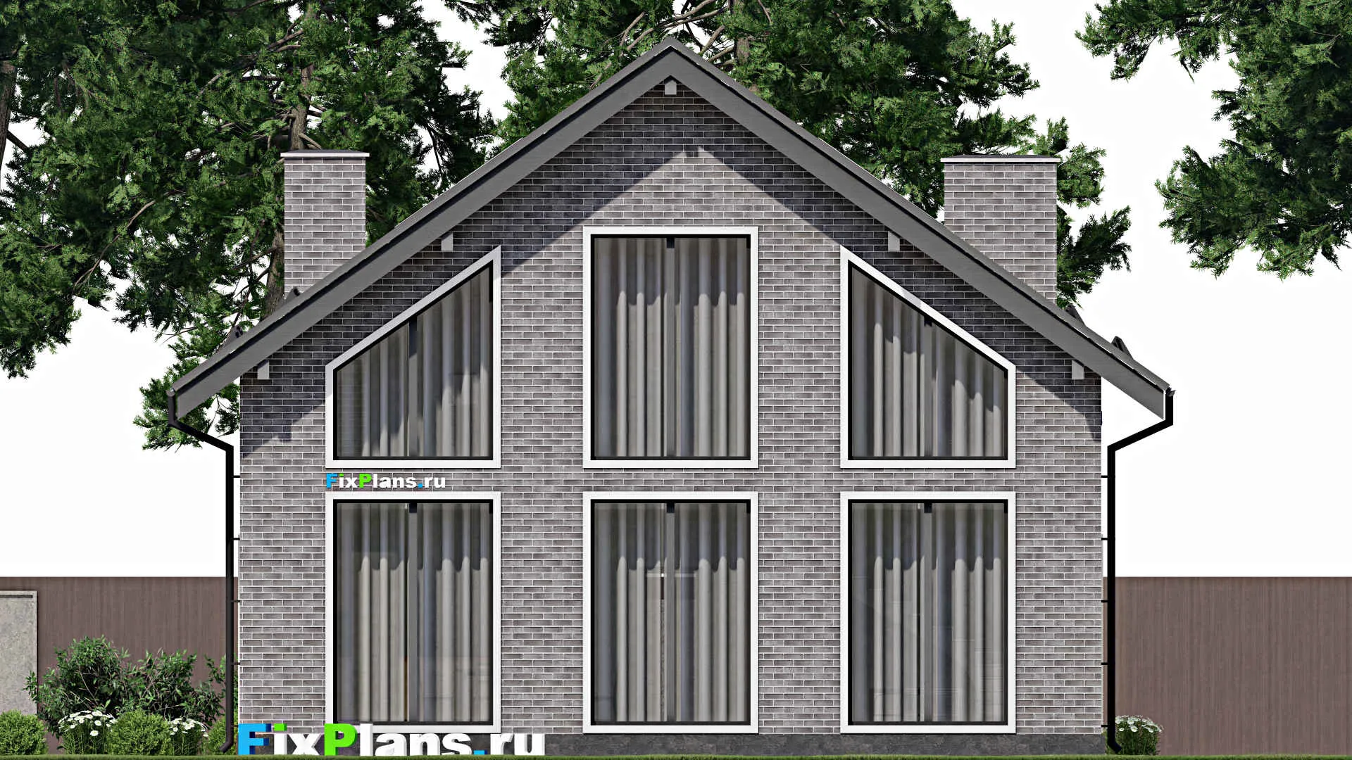 F-1394 - Проект дома с мансардой 12 на 13, площадью 200 м² с балконом и 3 спальнями