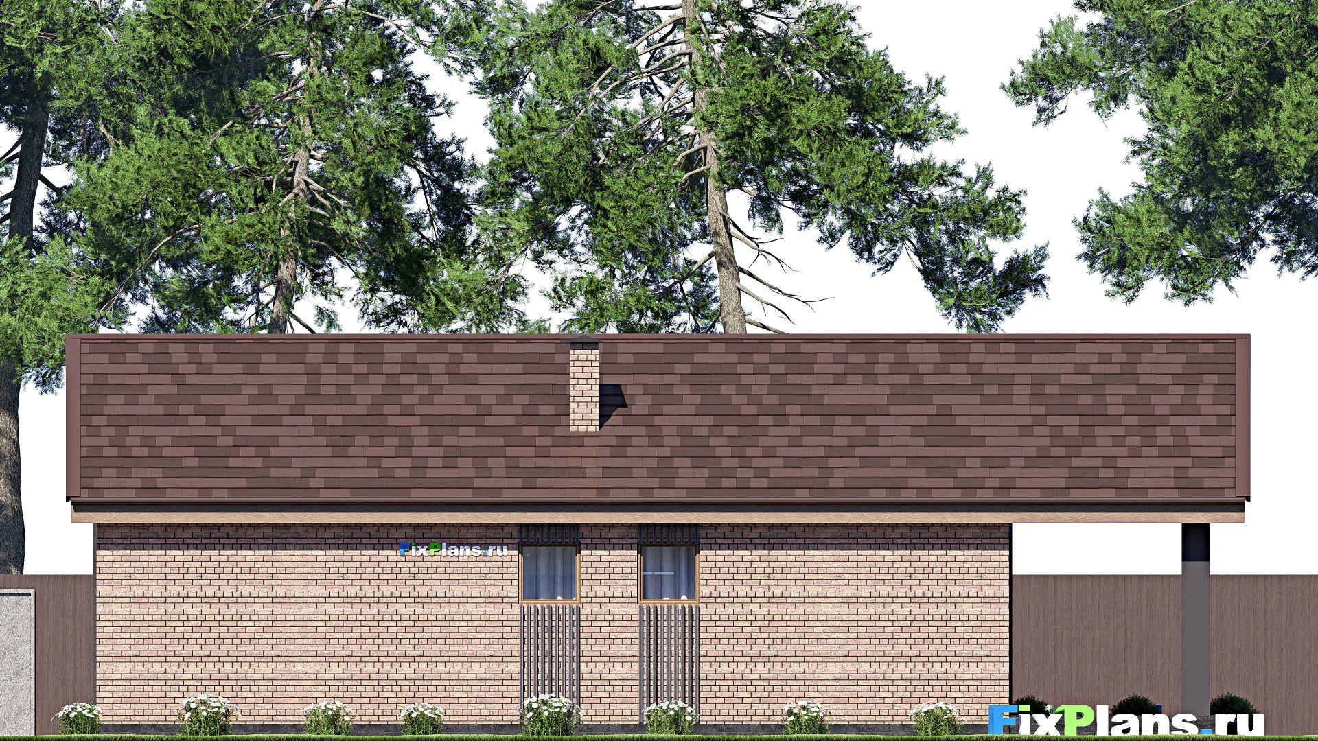 F-17756 - Проект одноэтажного дома 11 на 16, площадью 130 м² с террасой и 2 спальнями