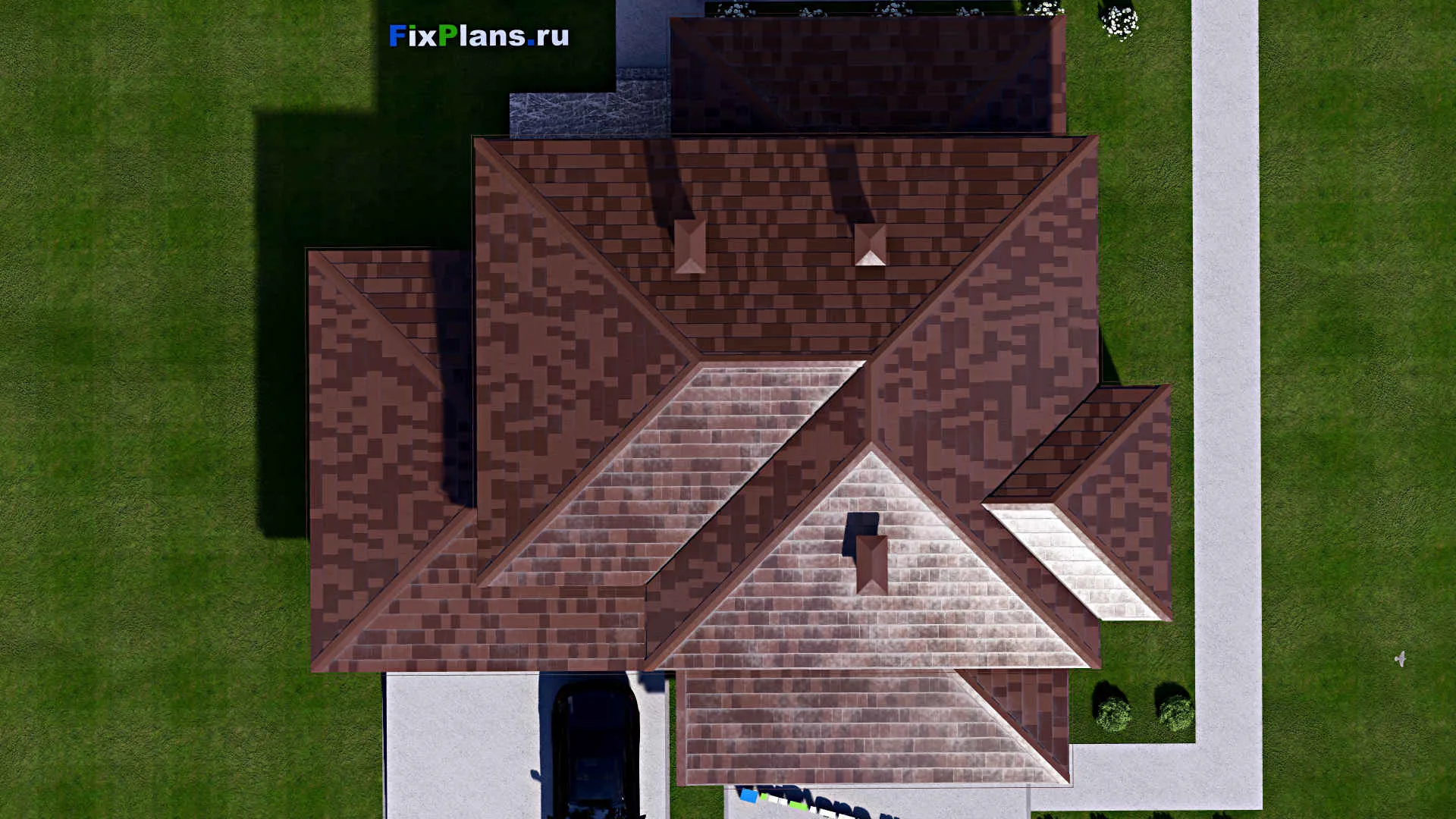 F-15191 - Планы двухэтажного дома 16 на 18, площадью 270 м² с террасой, гаражом на 2 машины и 4 спальнями