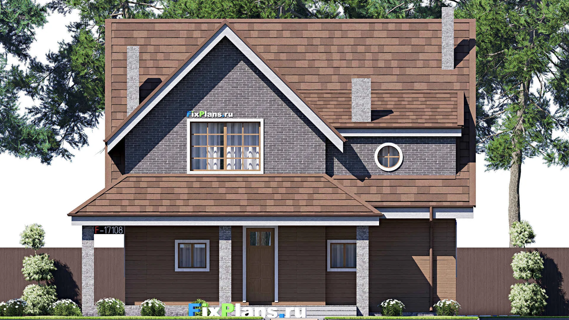 F-17108 - Проект дома с мансардой 13 на 16, площадью 220 м² с террасой и 3 спальнями