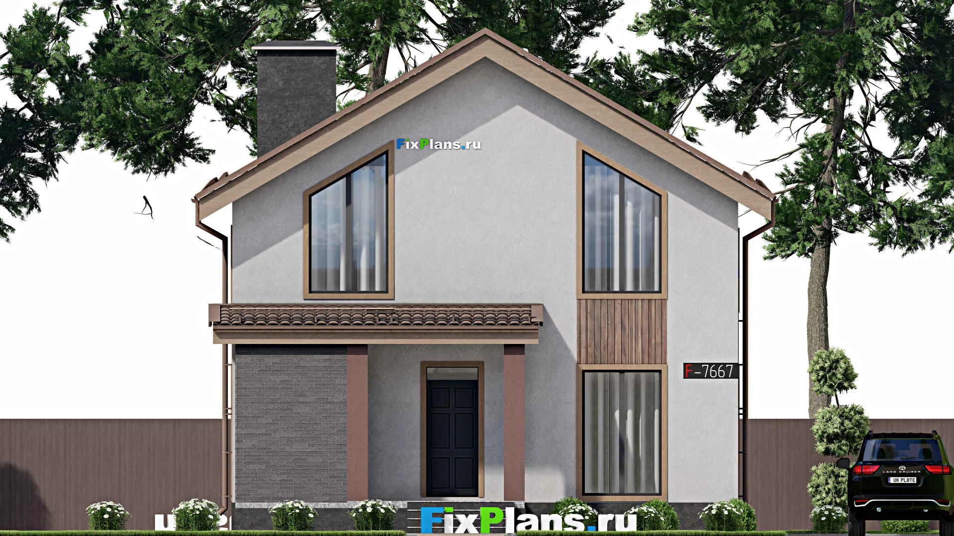 F-7667 - Проект дома с мансардой 10 на 14, площадью 180 м² с террасой, балконом и 4 спальнями