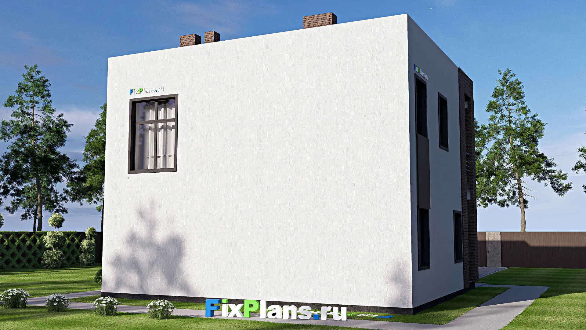 F-20357 - Планы двухэтажного дома 11 на 12, площадью 180 м² с балконом и 3 спальнями