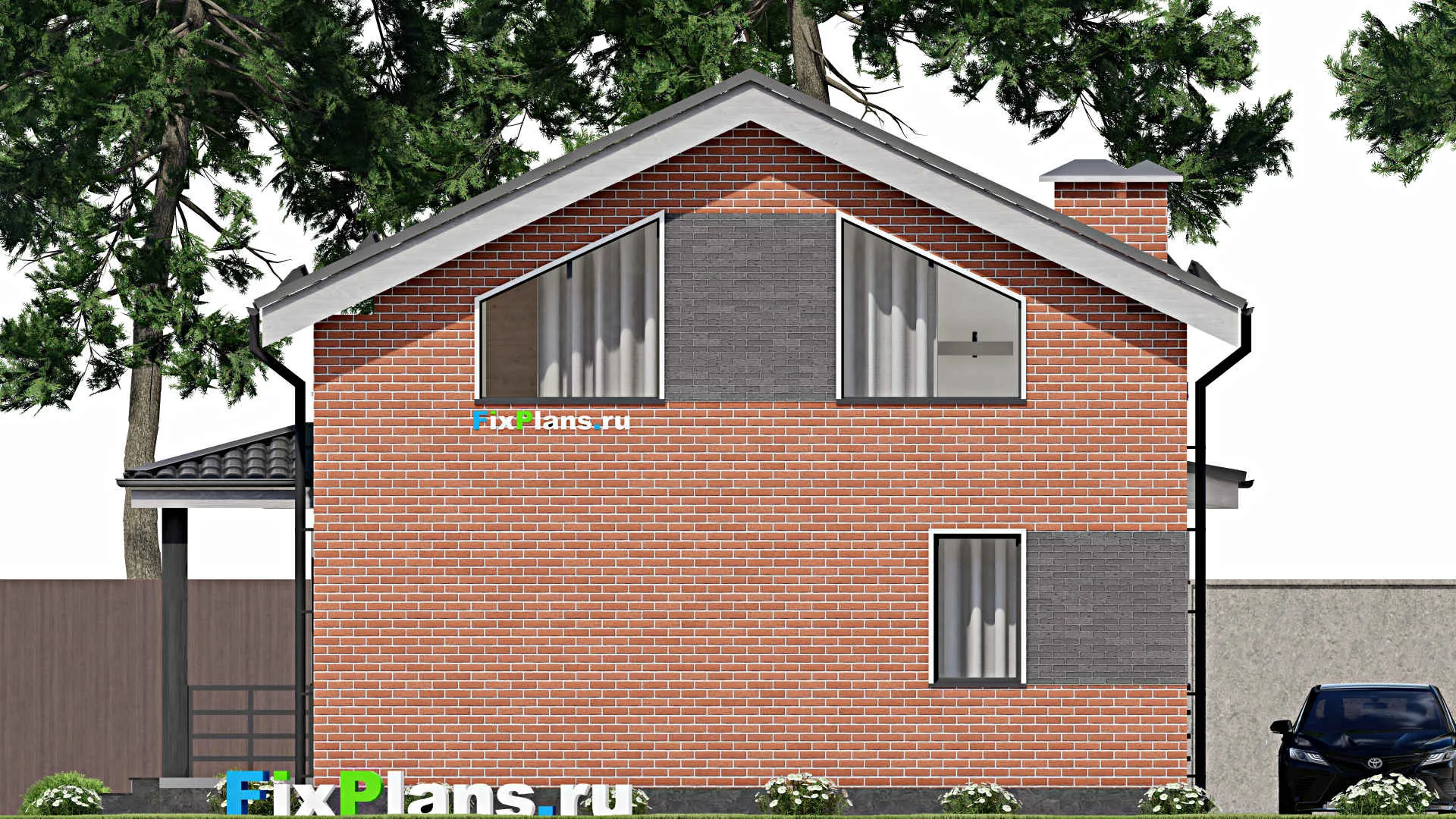 F-4085 - Планы дома с мансардой 9 на 11, площадью 150 м² с террасой и 4 спальнями