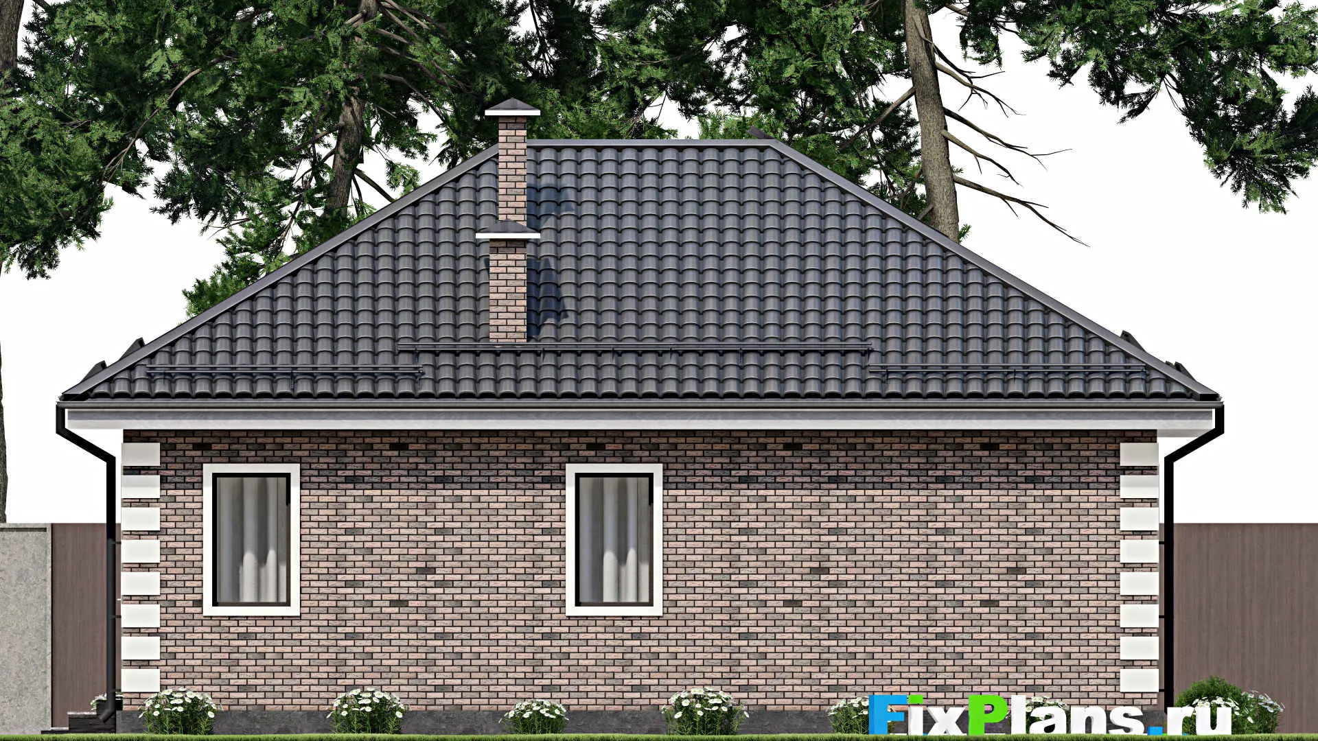 F-4589 - Проект одноэтажного дома 11 на 12, площадью 90 м² с 2 спальнями