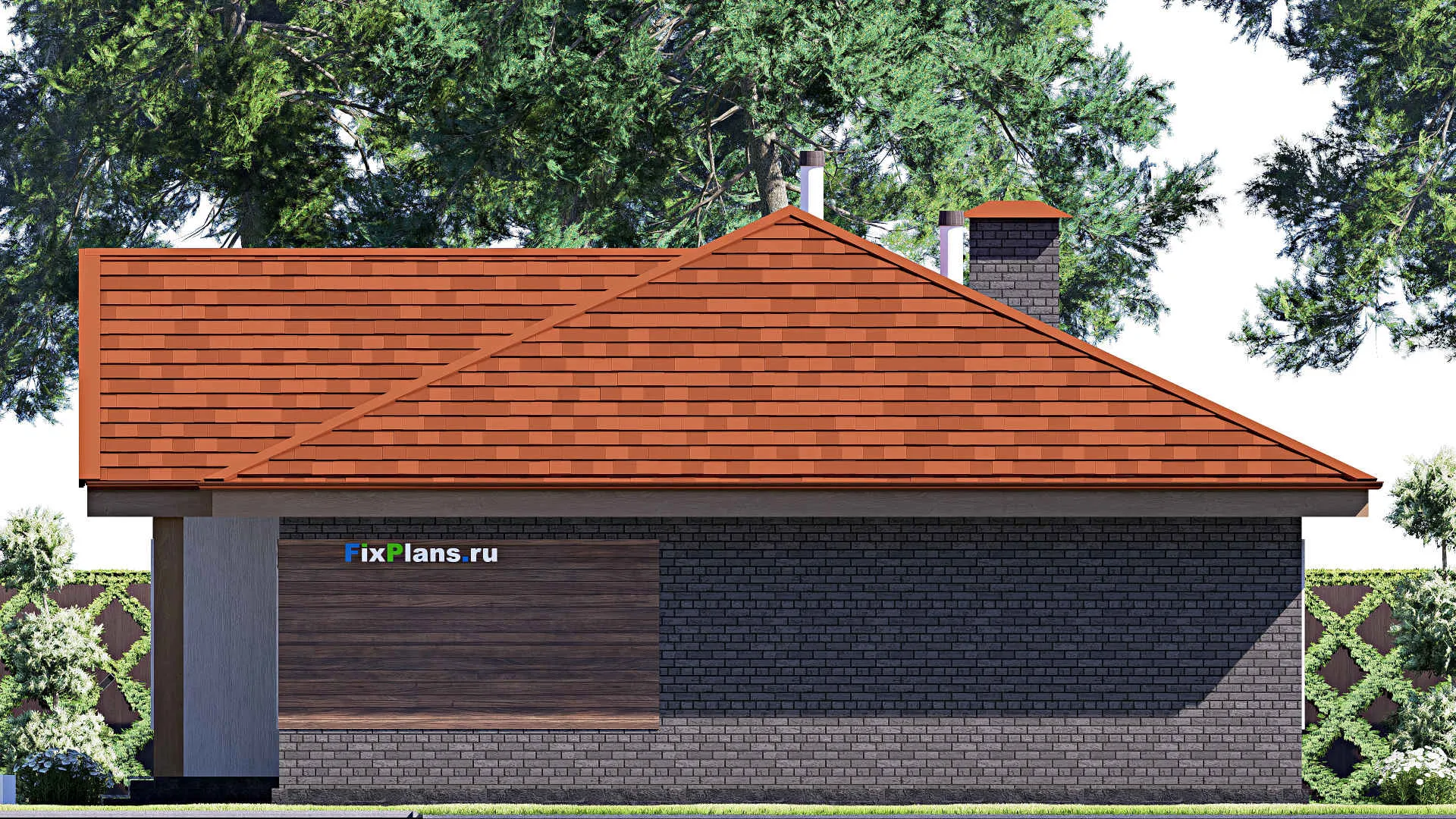 F-15173 - План одноэтажного дома 12 на 16, площадью 130 м² с 3 спальнями