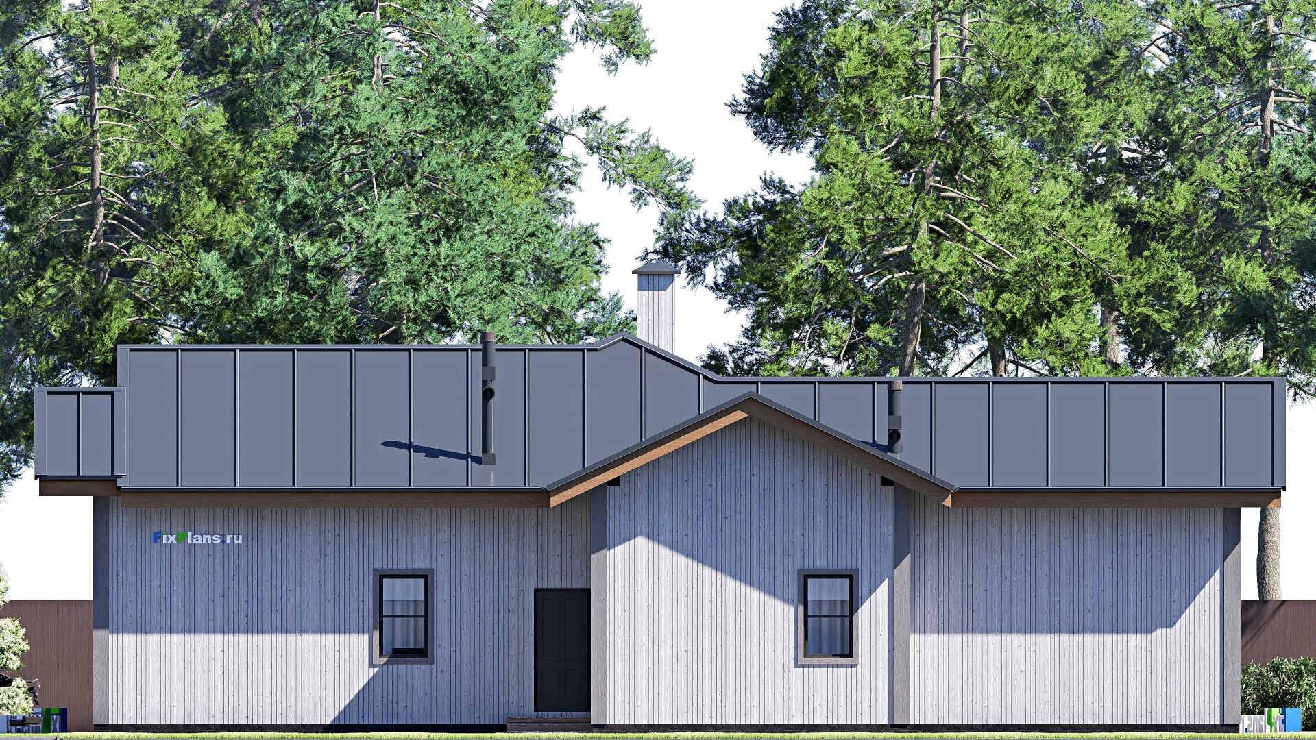 F-20204 - План одноэтажного дома 19 на 20, площадью 260 м² с террасой и 2 спальнями