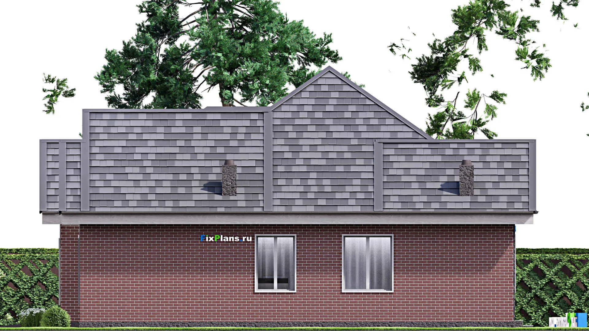 F-16721 - Проект одноэтажного дома 14 на 18, площадью 180 м² с террасой, гаражом на 2 машины и 2 спальнями