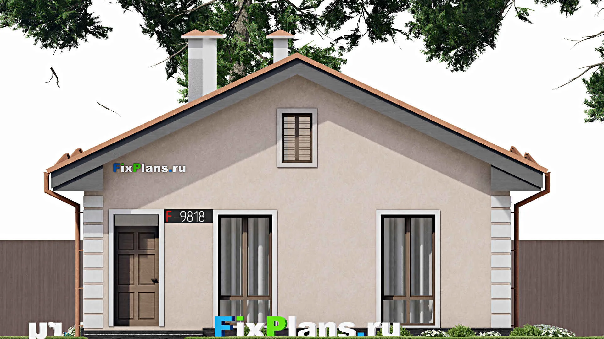 F-9818 - План одноэтажного дома 10 на 15, площадью 100 м² с 2 спальнями