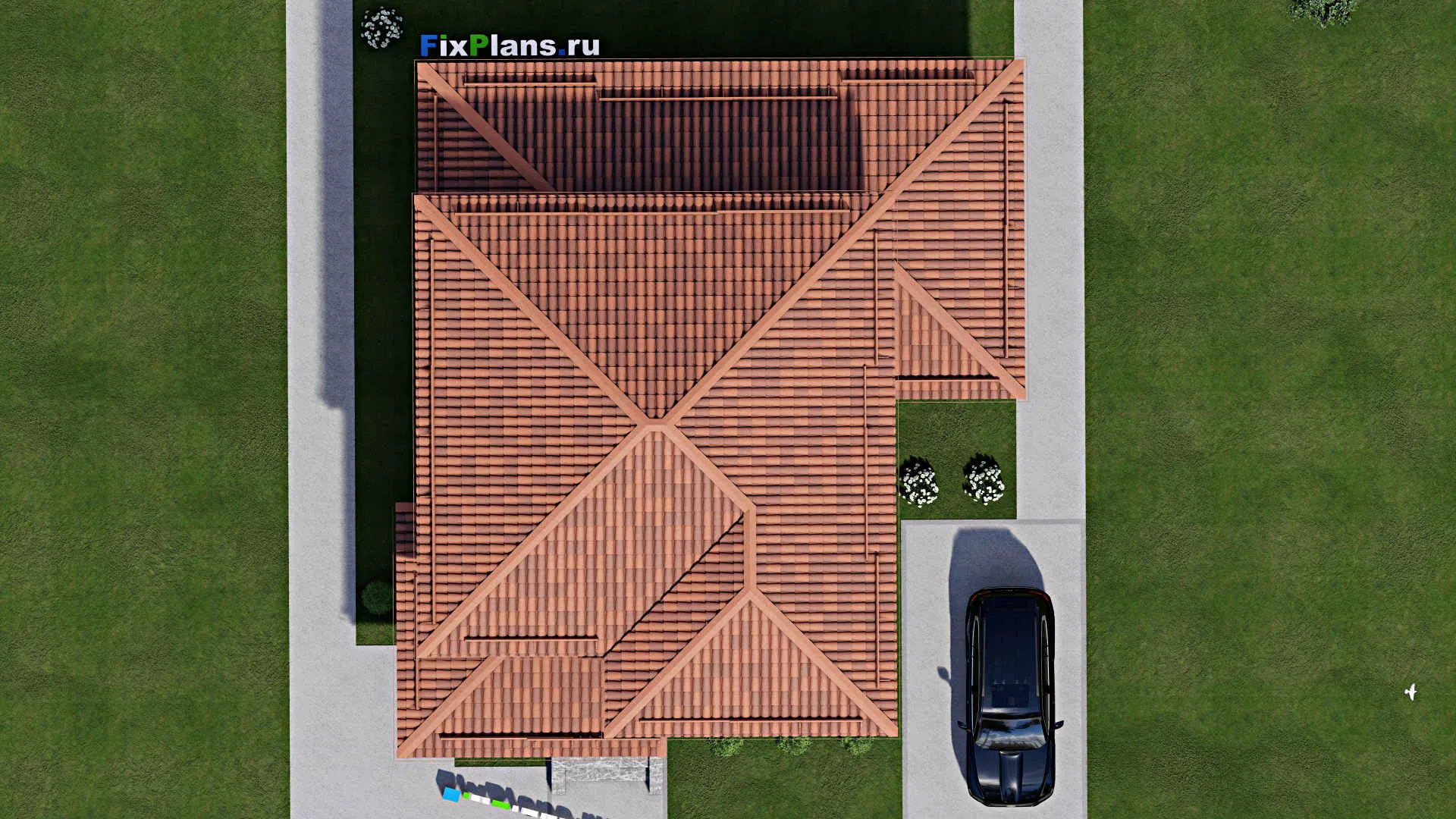 F-9539 - Планы двухэтажного дома 13 на 16, площадью 180 м² с террасой и 4 спальнями