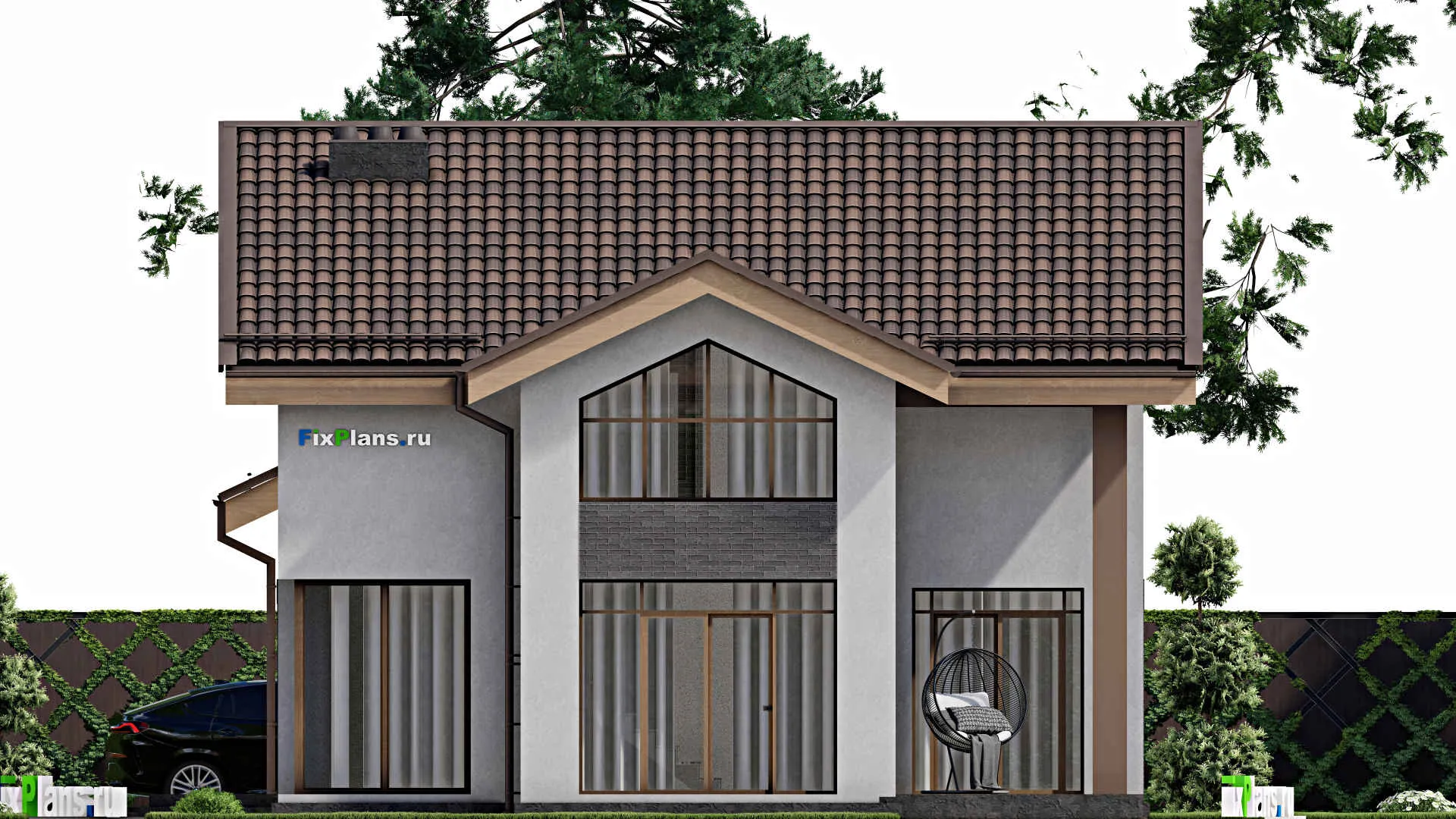 F-7937 - Проект дома с мансардой 11 на 14, площадью 180 м² с террасой и 5 спальнями