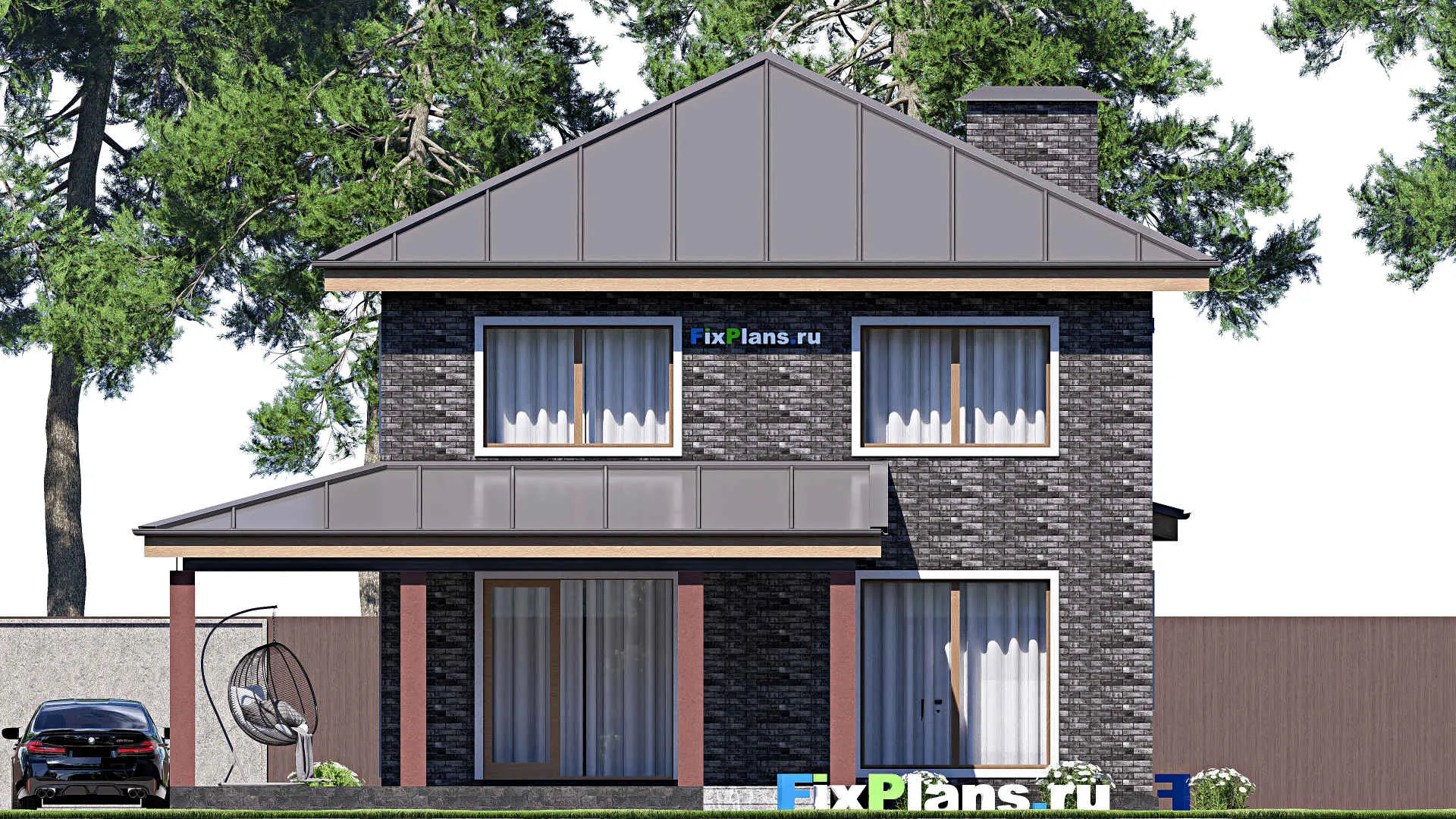 F-17414 - Проект двухэтажного дома 12 на 13, площадью 160 м² с террасой и 4 спальнями