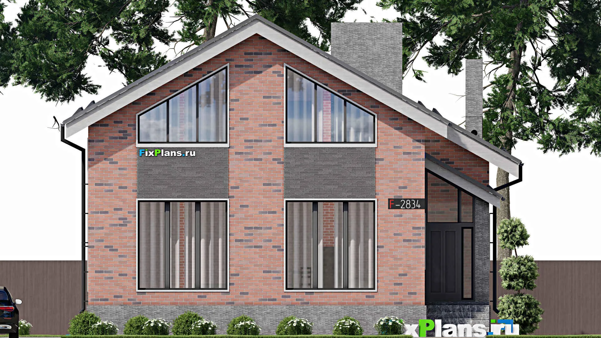 F-2834 - Проект дома с мансардой 11 на 13, площадью 150 м² с 4 спальнями