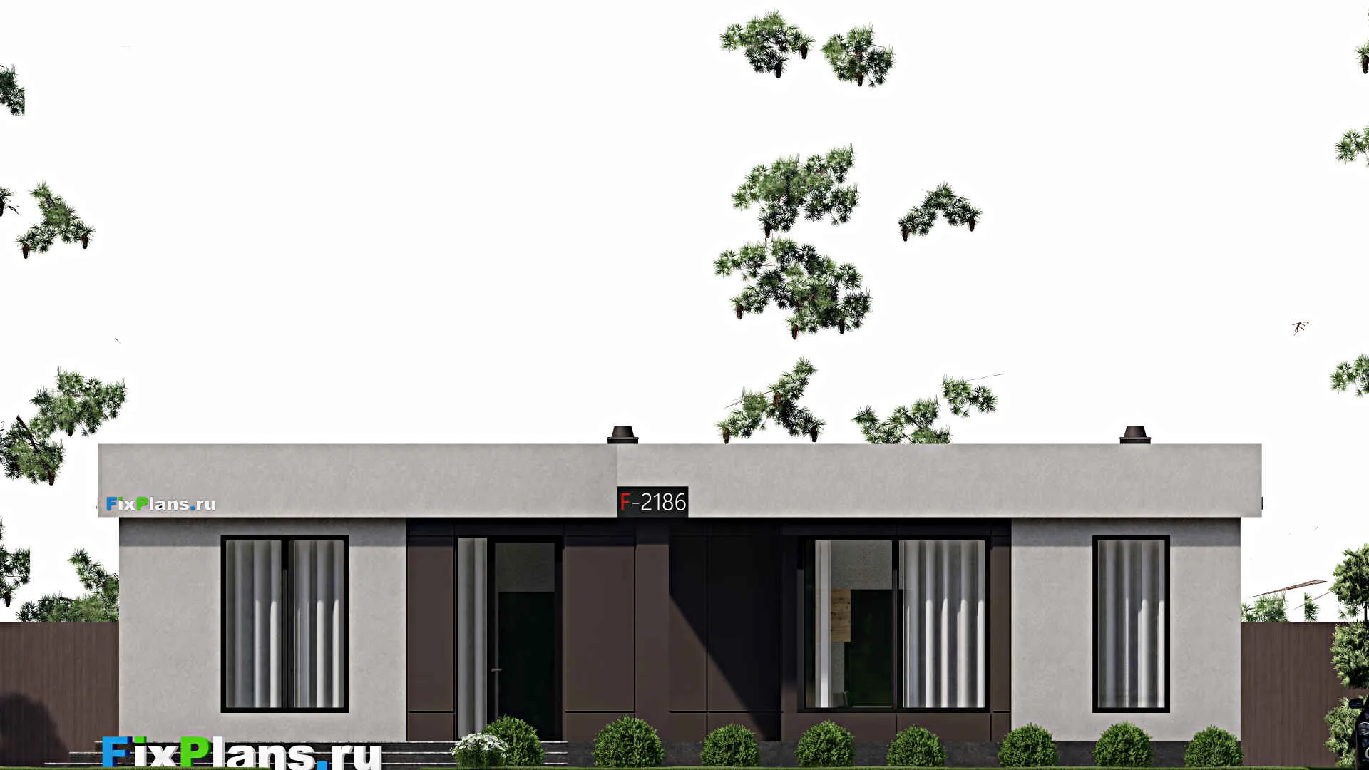 F-2186 - Проект одноэтажного дома 15 на 16, площадью 200 м² с 3 спальнями